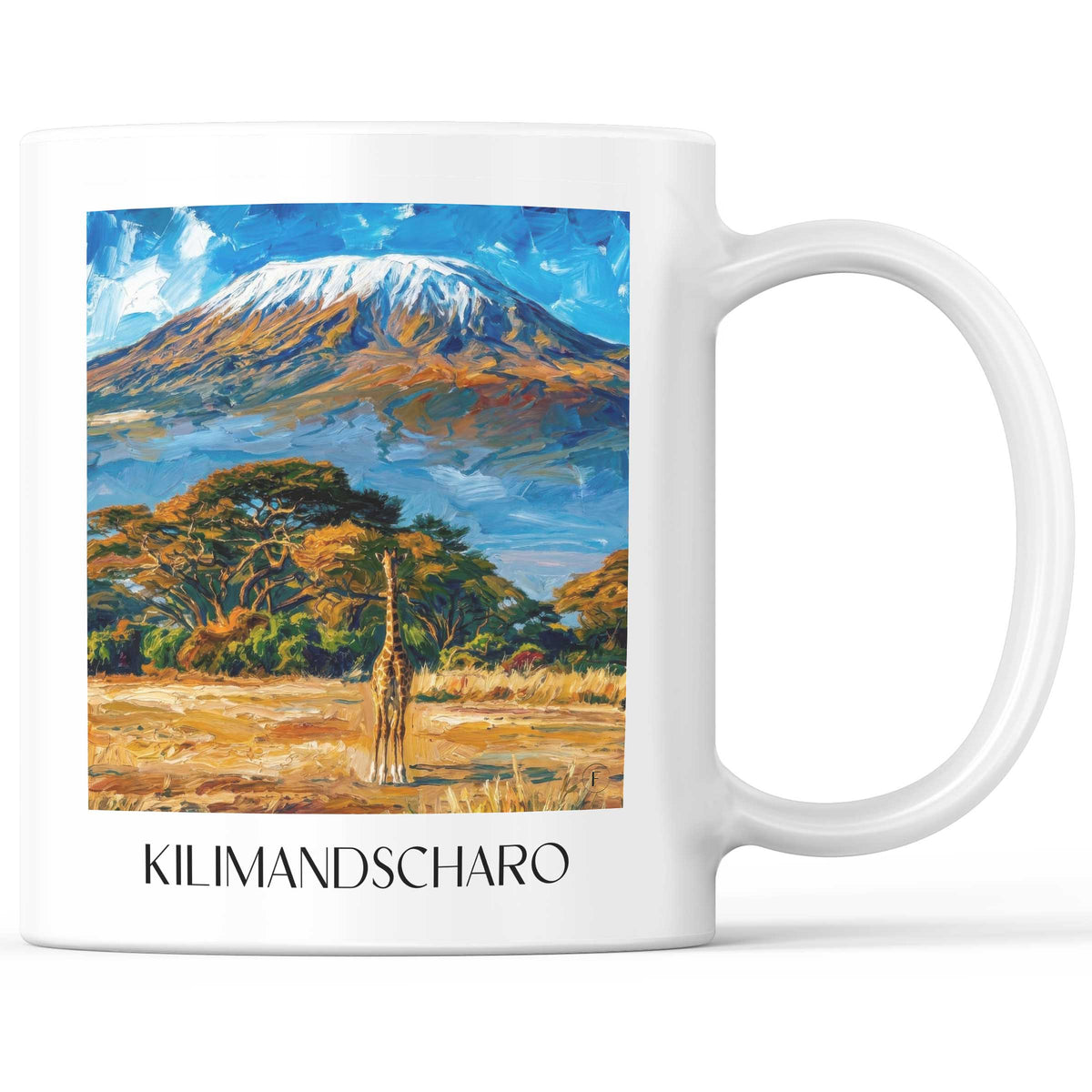 Kilimandscharo - Tansania Becher - Kaffeetasse im Ölgemälde Stil - favplace