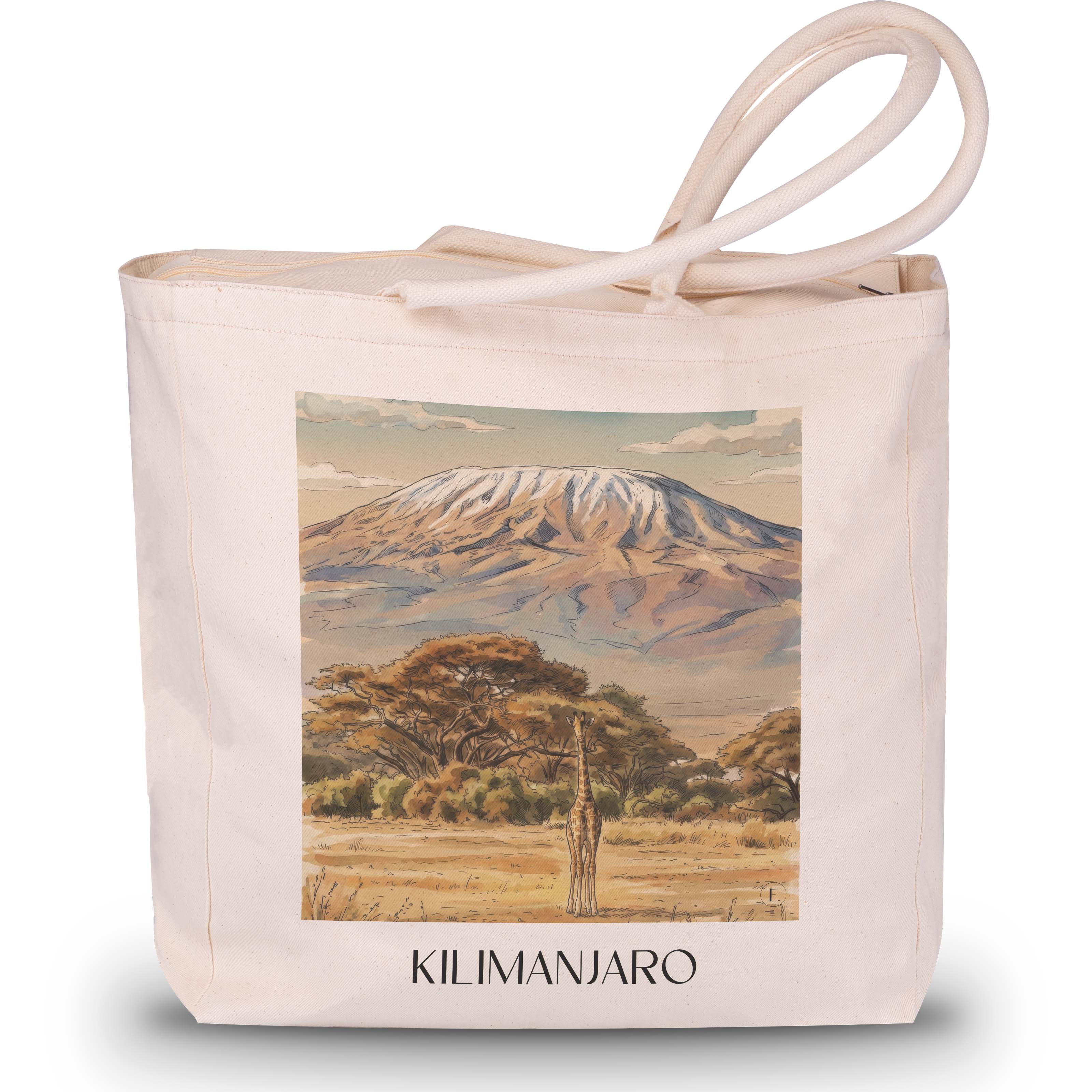 Kilimandscharo - Tansania Tote Bag - Einkaufstasche im Aquarell Stil - favplace