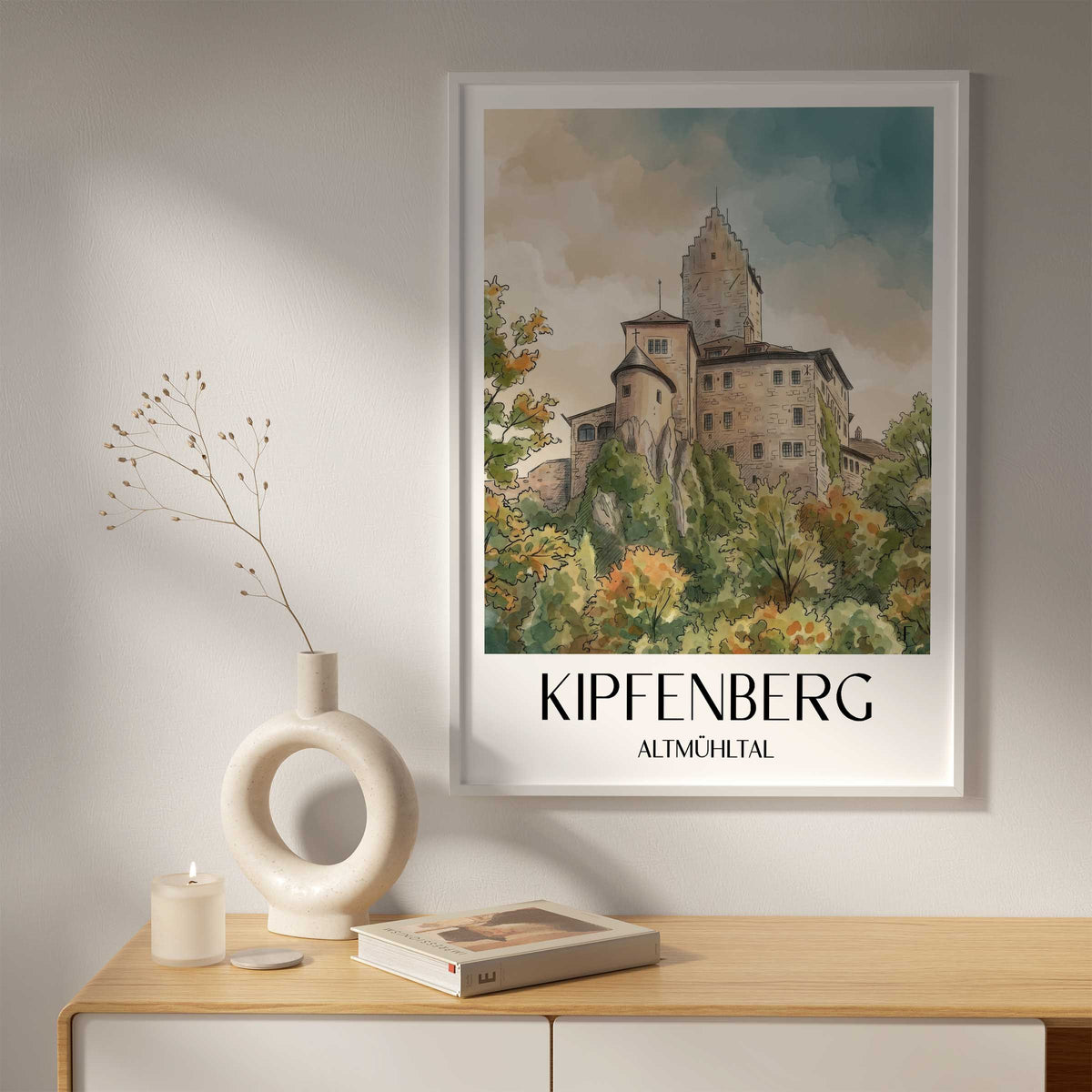 kipfenberg-altmühltal-deutschland-poster-aquarell