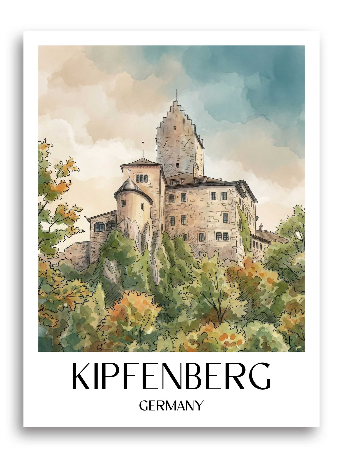 Kipfenberg Poster - Altmühltal - Deutschland Kunstdruck - Aquarell von A4 bis A1 - favplace