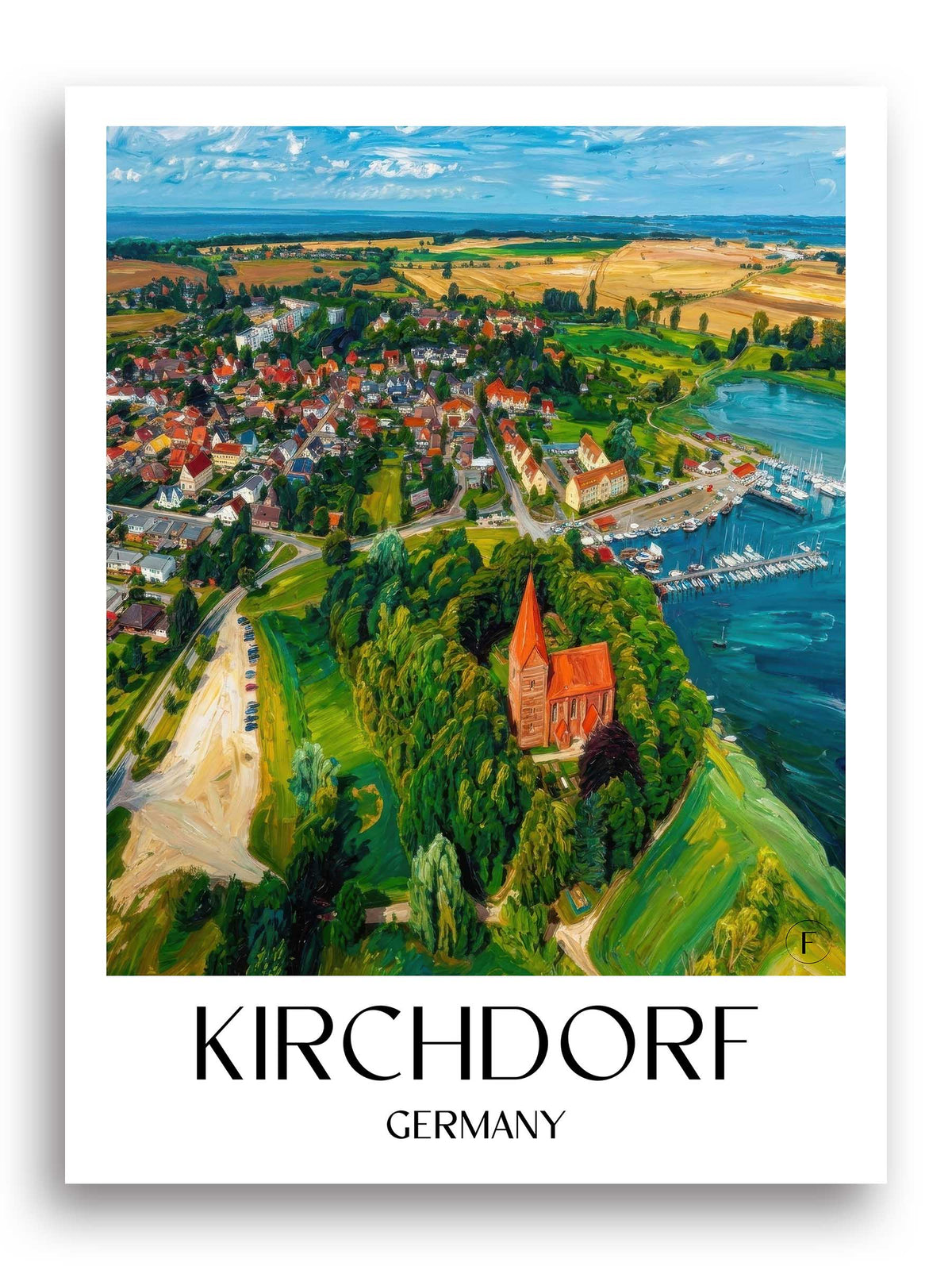 Kirchdorf Poster - Poel - Deutschland Kunstdruck - Ölgemälde von A4 bis A1 - favplace