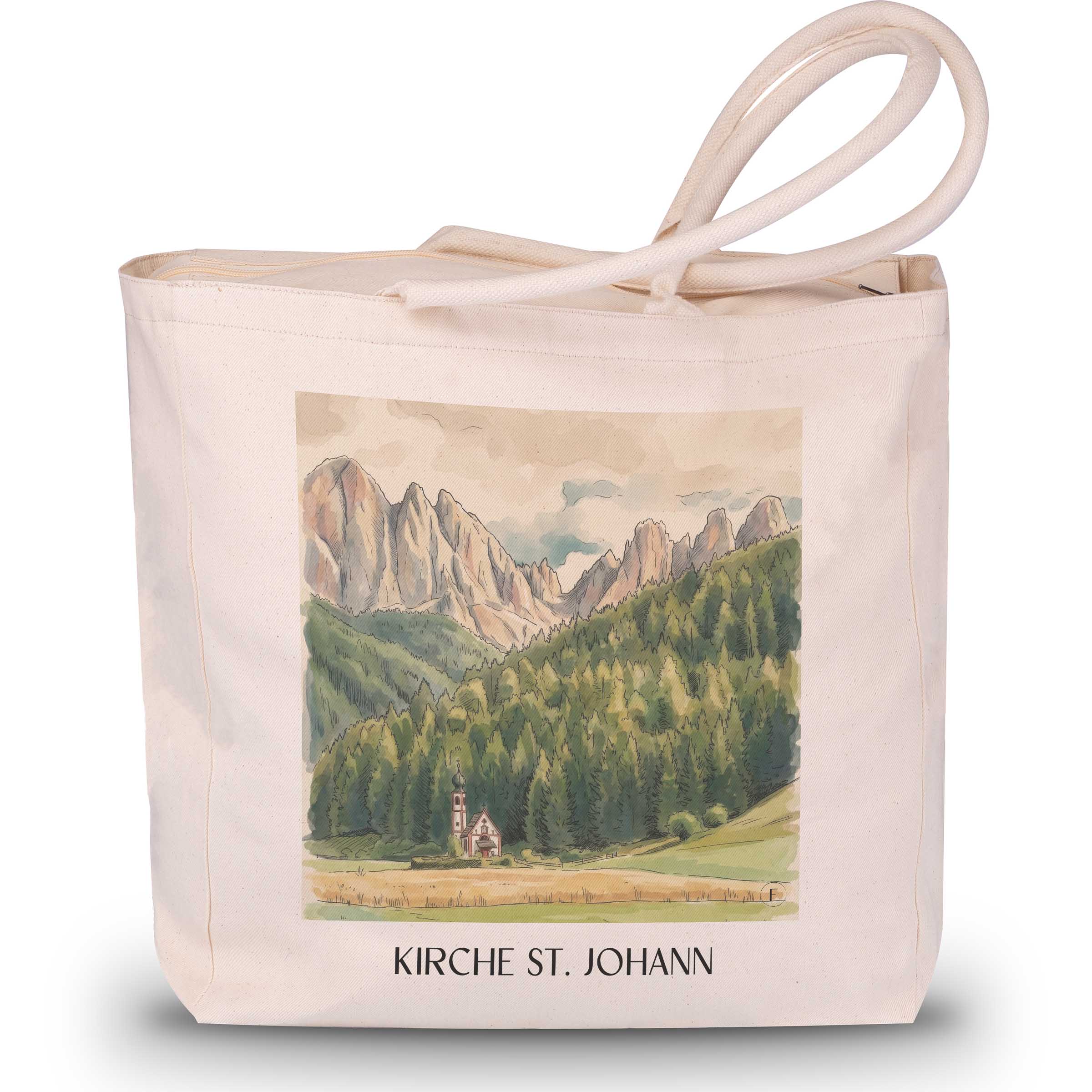 kirche-st.-johann-ranui-italien-einkaufstasche-aquarell