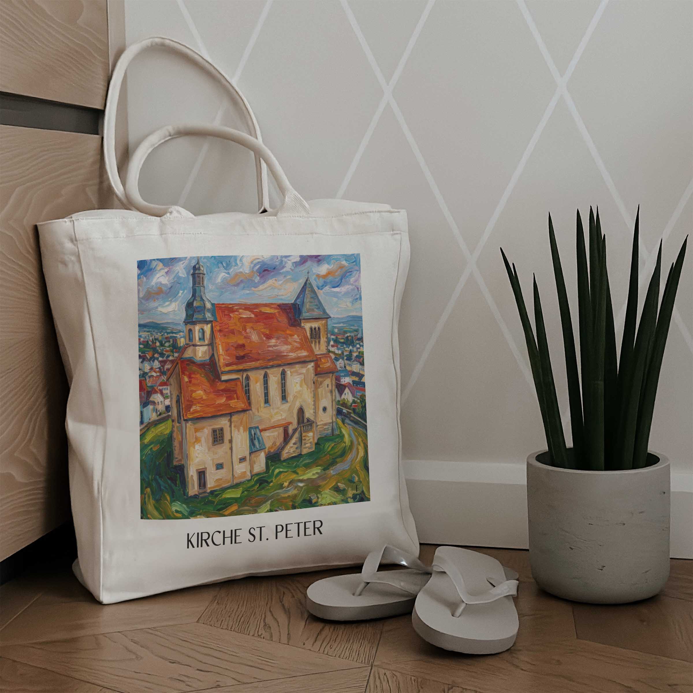 kirche-st.-peter-fulda-deutschland-einkaufstasche-oil-painting-oelgemaelde