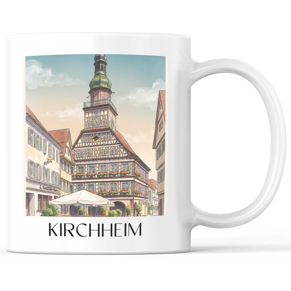 Kirchheim Kaffeebecher - Schwäbische Alb - Deutschland Becher - Kaffeetasse im Aquarell Stil - favplace