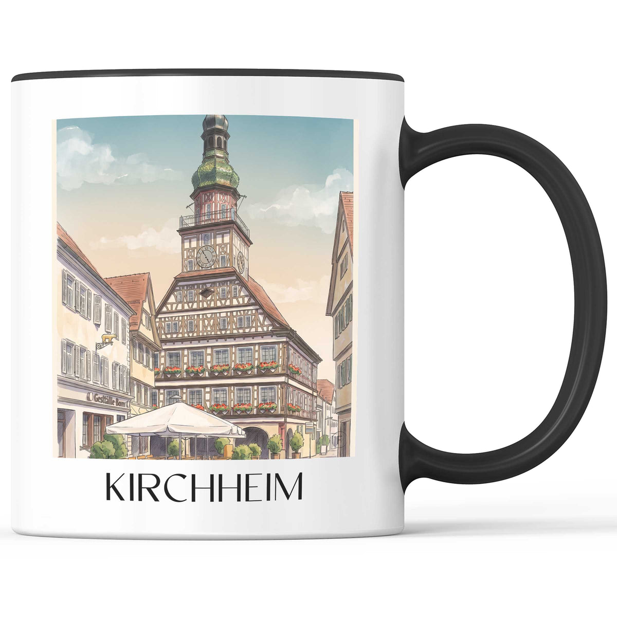 Kirchheim Kaffeebecher - Schwäbische Alb - Deutschland Becher - Kaffeetasse im Aquarell Stil - favplace