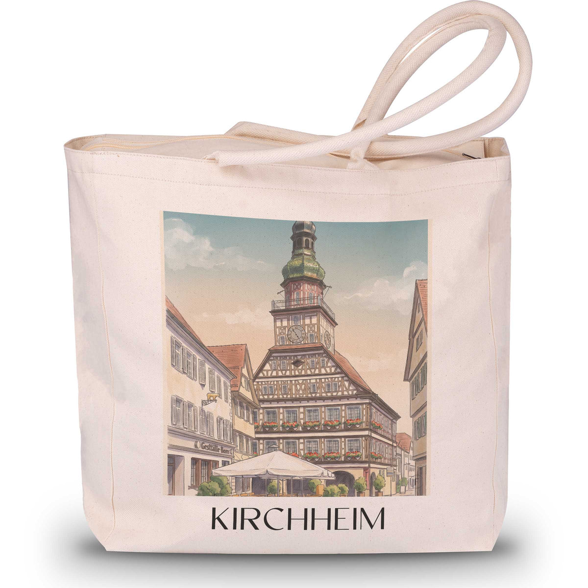 kirchheim-schwäbische-alb-deutschland-einkaufstasche-aquarell