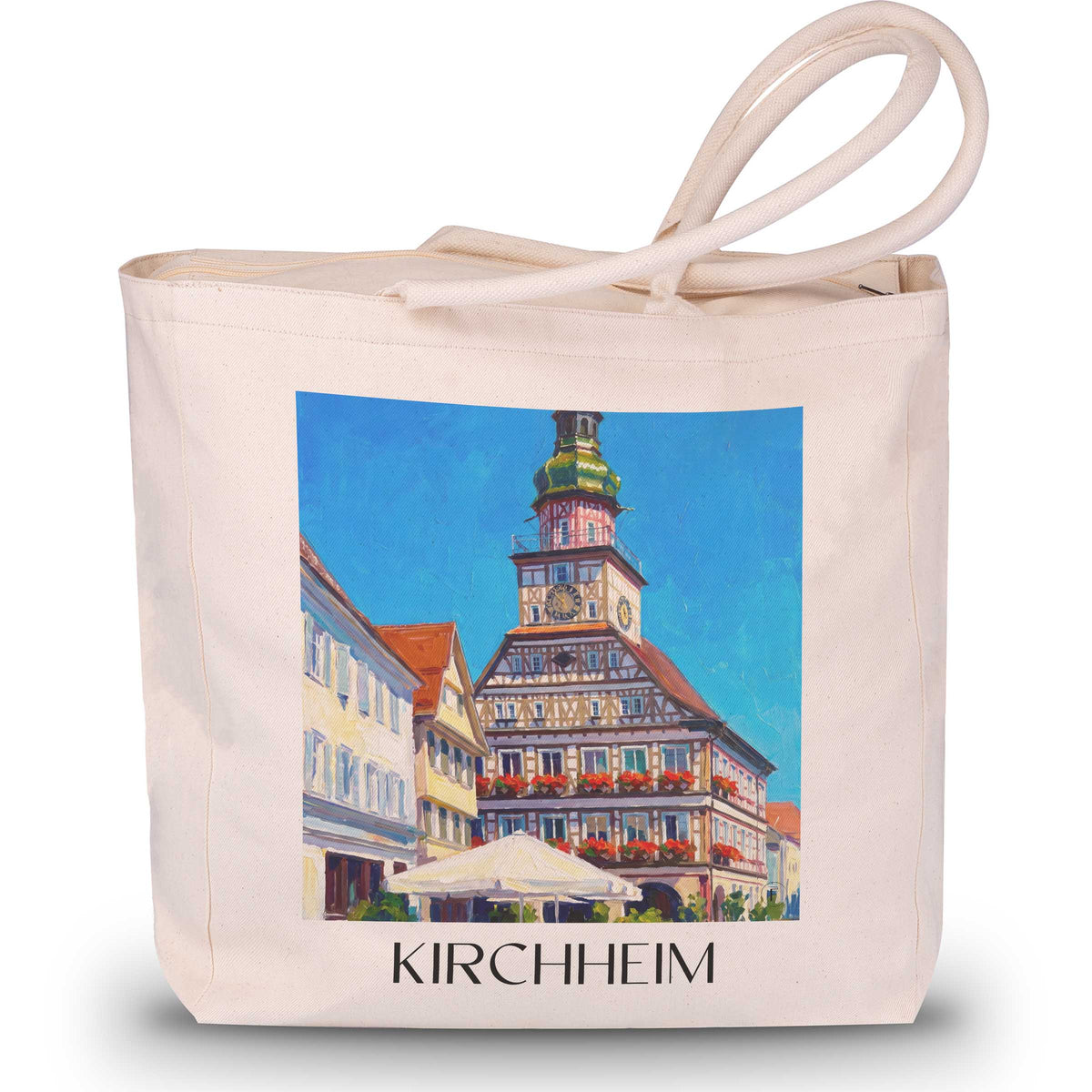kirchheim-schwäbische-alb-deutschland-einkaufstasche-oil-painting-oelgemaelde