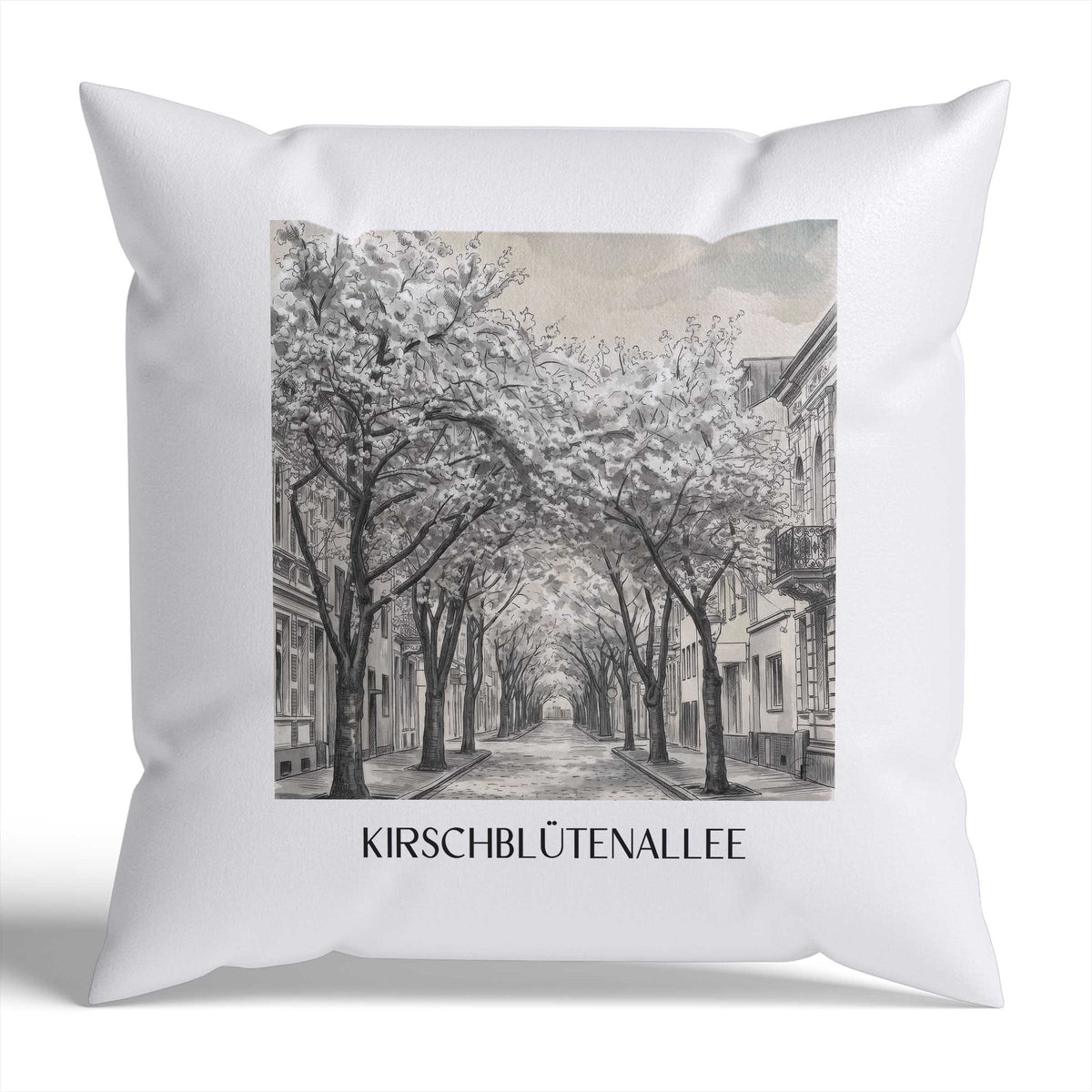 kirschblütenallee-bonn-deutschland-kissenbezug-aquarell-schwarz-weiss