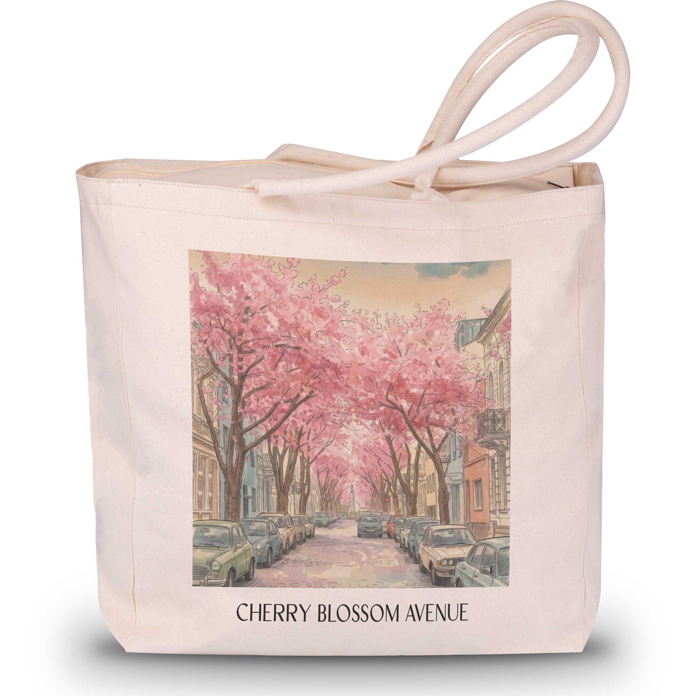 Kirschblütenallee Shopping Tasche - Bonn - Deutschland Tote Bag - Einkaufstasche im Aquarell Stil - favplace