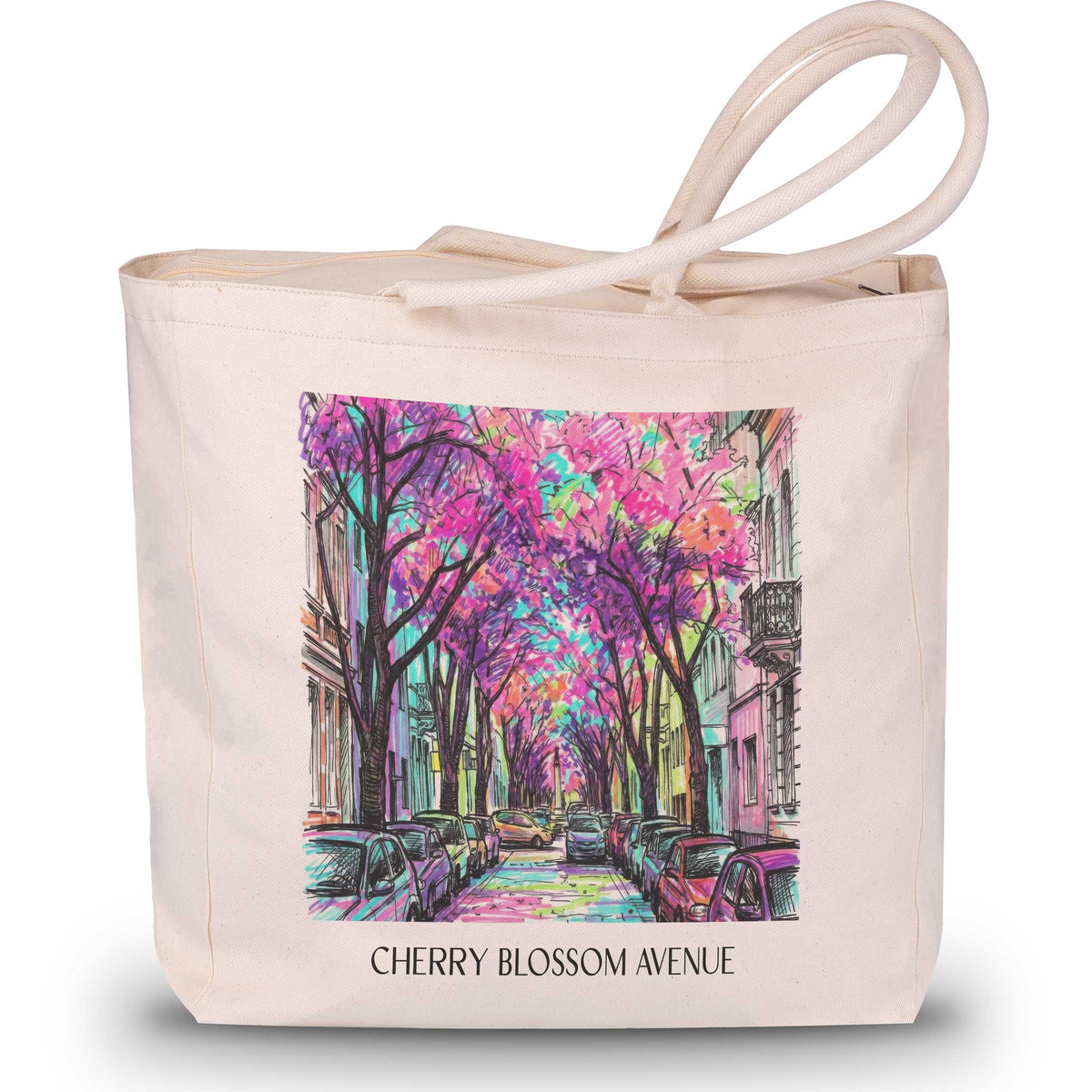 Kirschblütenallee Shopping Tasche - Bonn - Deutschland Tote Bag - Einkaufstasche im Tag Graffiti Stil - favplace
