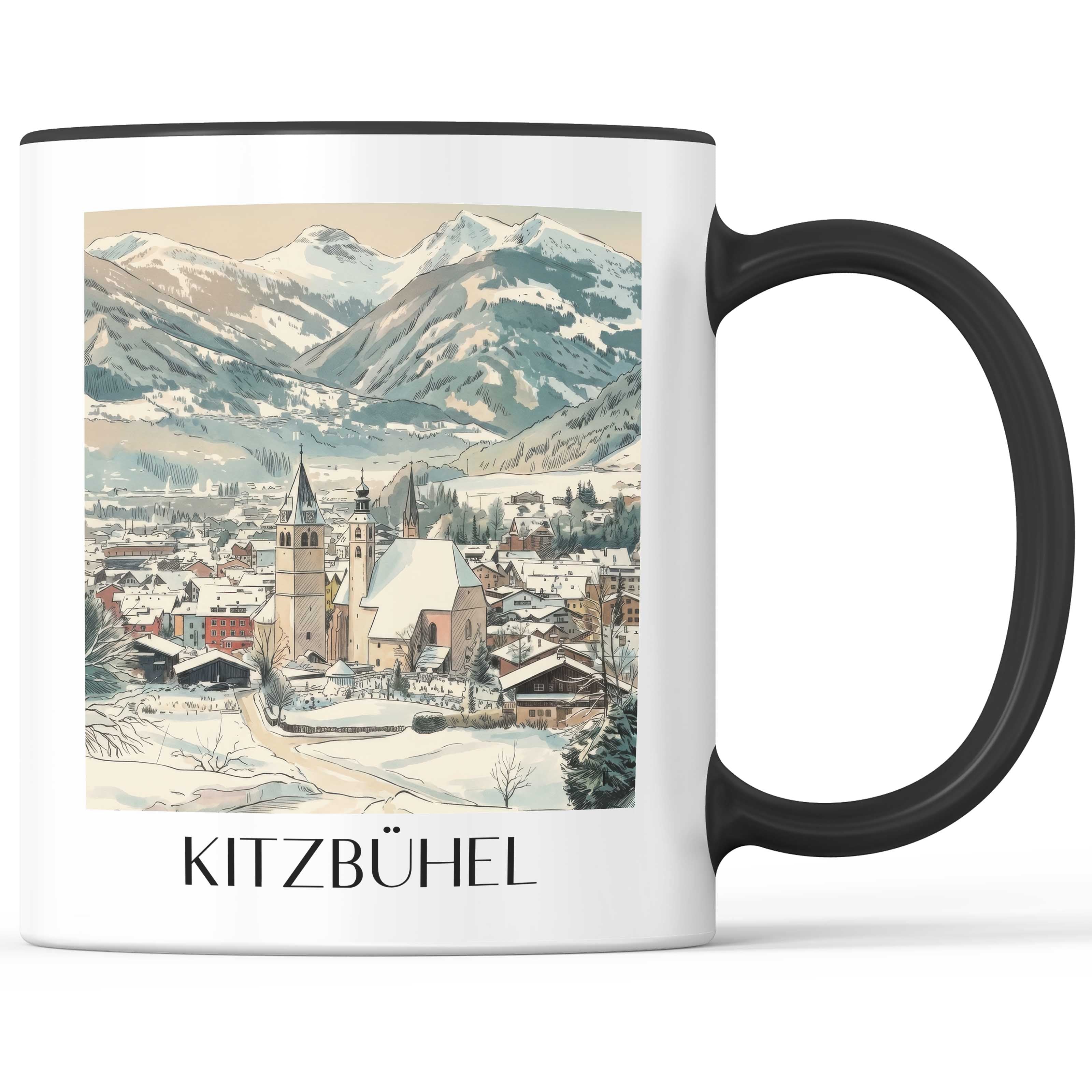 Kitzbühel Kaffeebecher - Österreich - Österreich Becher - Kaffeetasse im Aquarell Stil - favplace