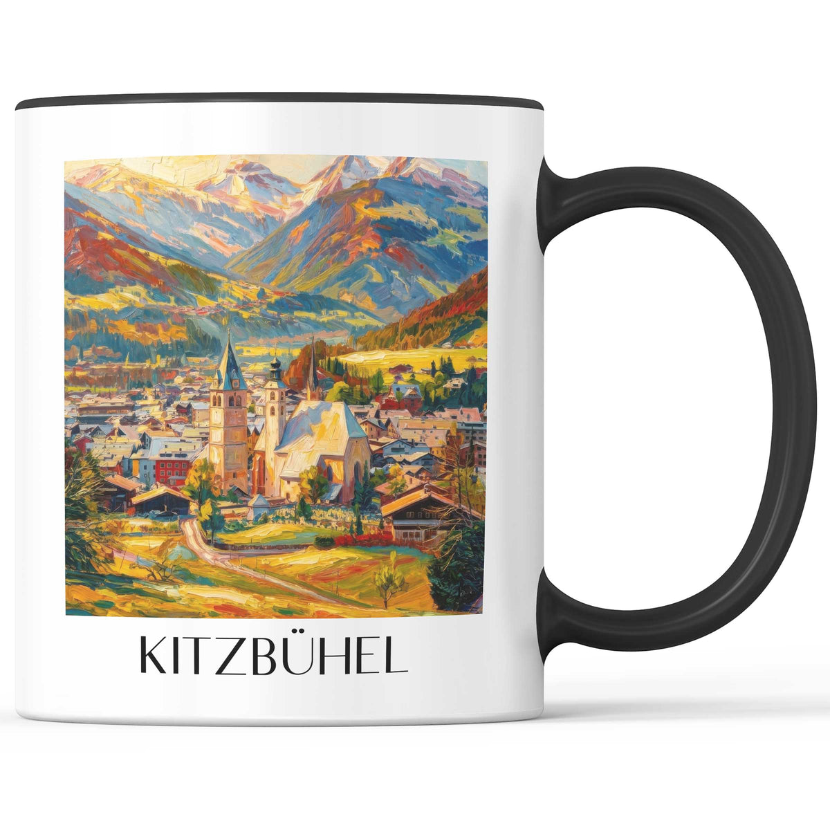 Kitzbühel Kaffeebecher - Österreich - Österreich Becher - Kaffeetasse im Ölgemälde Stil - favplace
