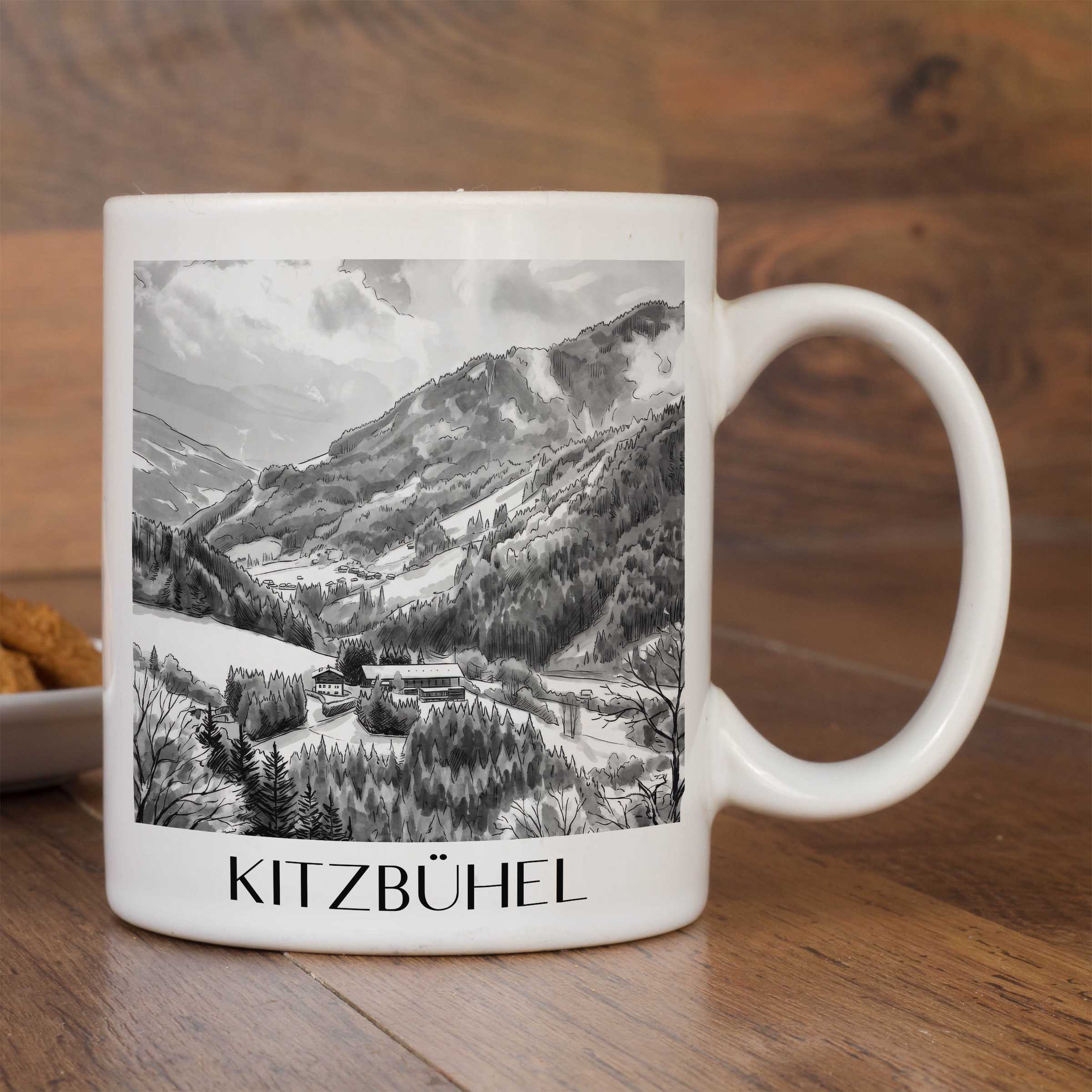 kitzbühel-österreich-kaffeebecher-aquarell-schwarz-weiss
