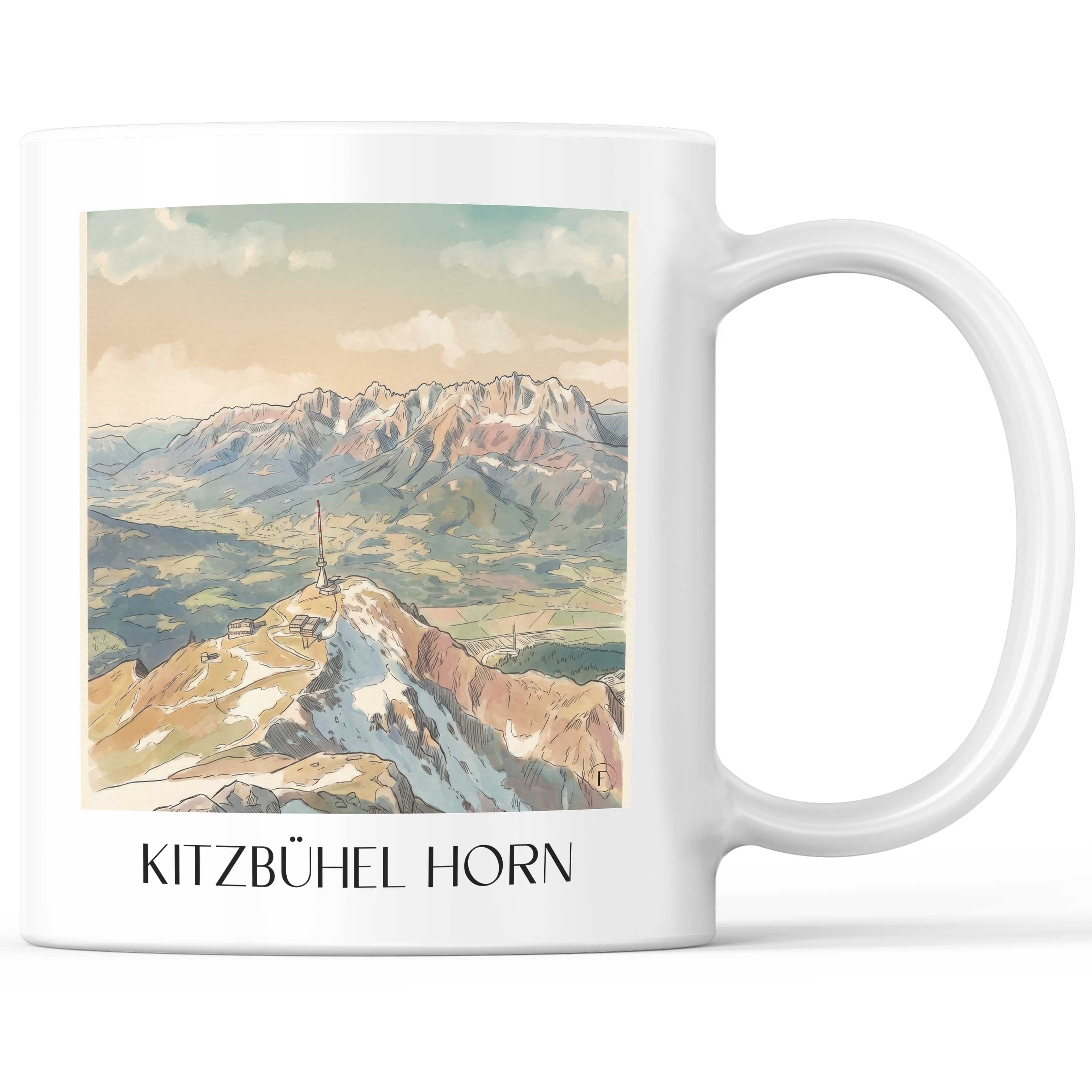 Kitzbüheler Horn Kaffeebecher - Österreich - Österreich Becher - Kaffeetasse im Aquarell Stil - favplace