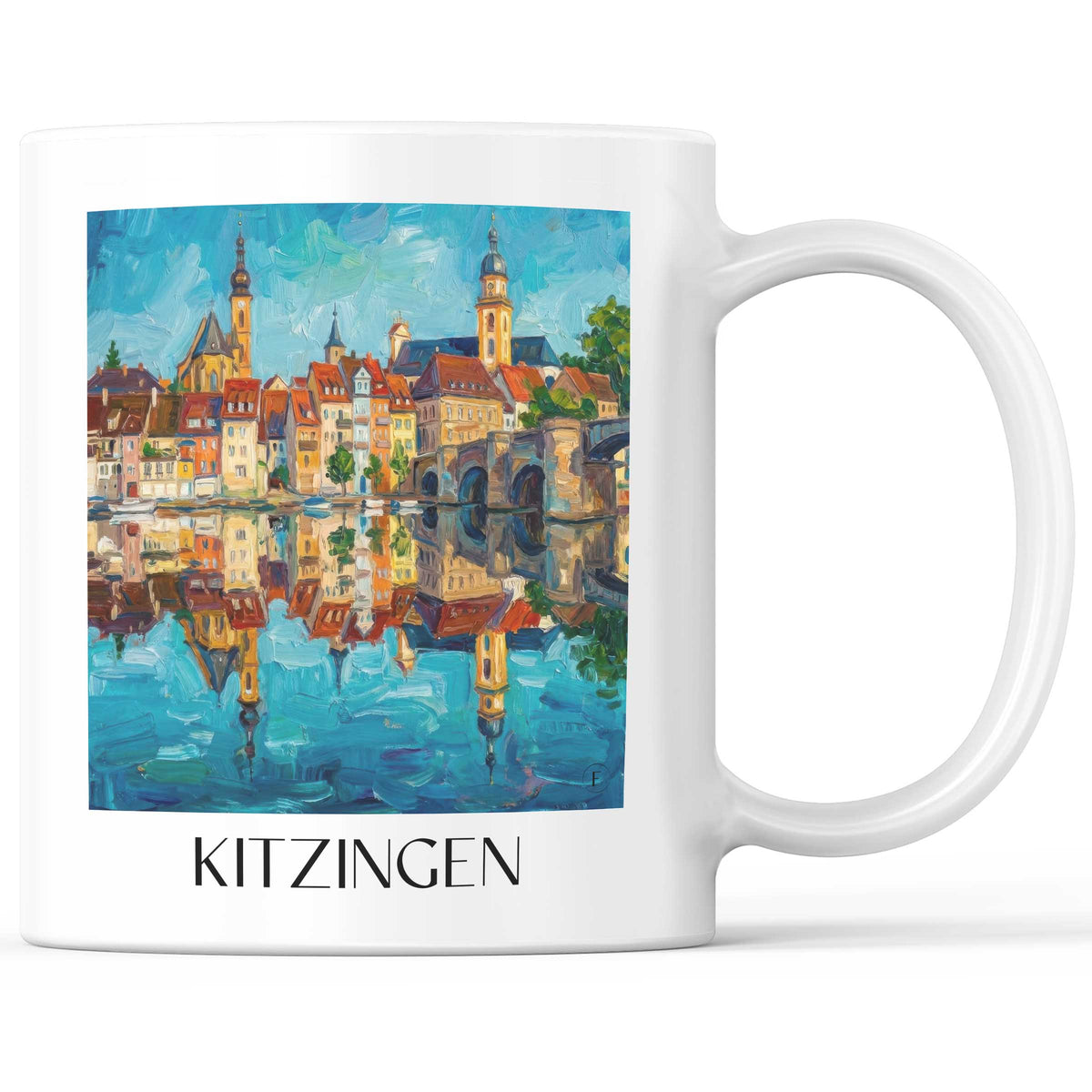 Kitzingen Kaffeebecher - Mainschleife - Deutschland Becher - Kaffeetasse im Ölgemälde Stil - favplace