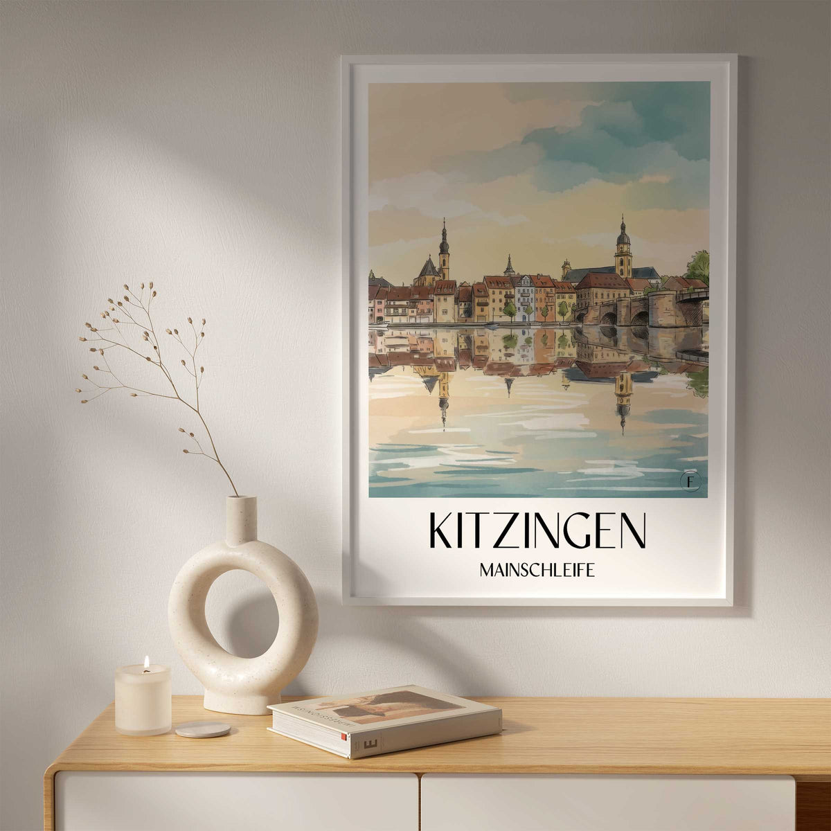 kitzingen-mainschleife-deutschland-poster-aquarell