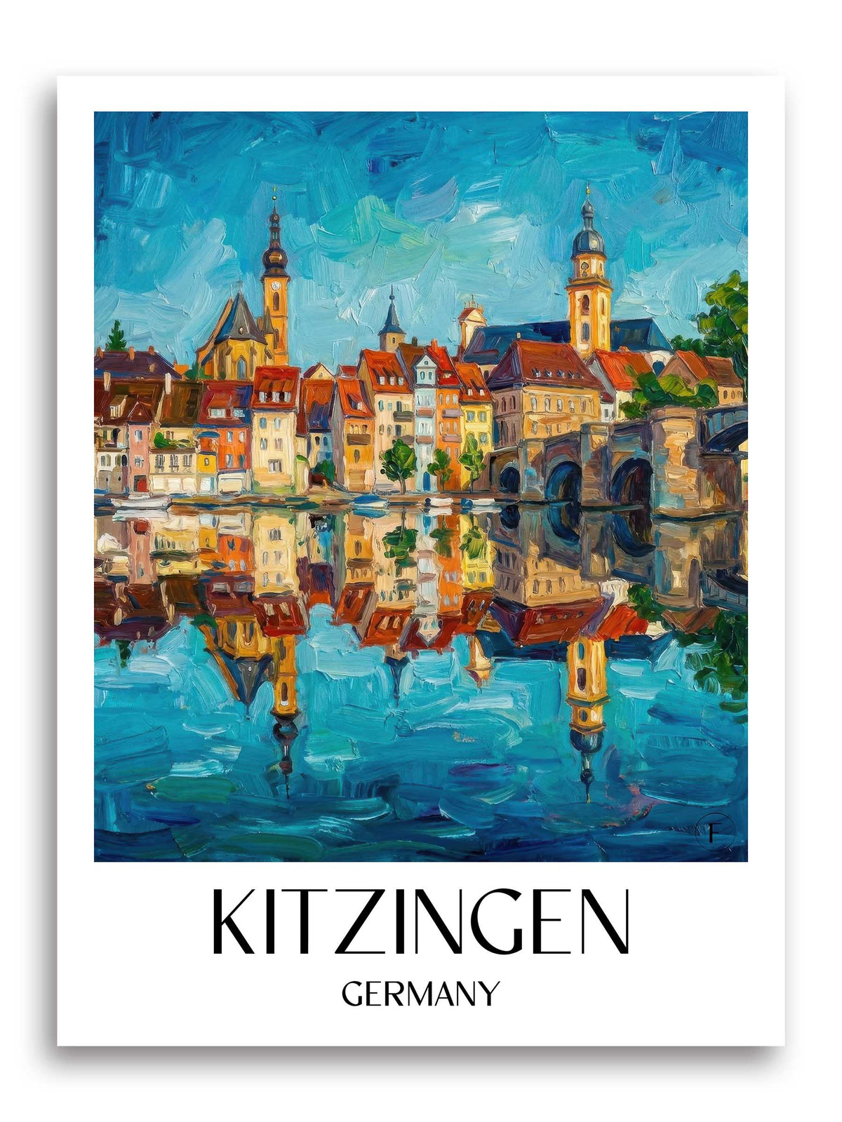 Kitzingen Poster - Mainschleife - Deutschland Kunstdruck - Ölgemälde von A4 bis A1 - favplace