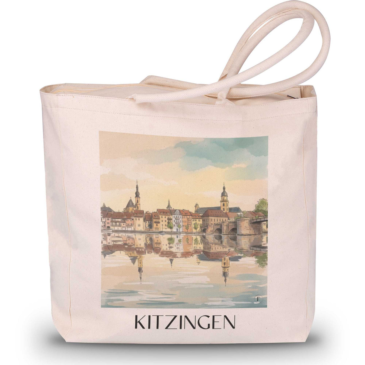 Kitzingen Shopping Tasche - Mainschleife - Deutschland Tote Bag - Einkaufstasche im Aquarell Stil - favplace