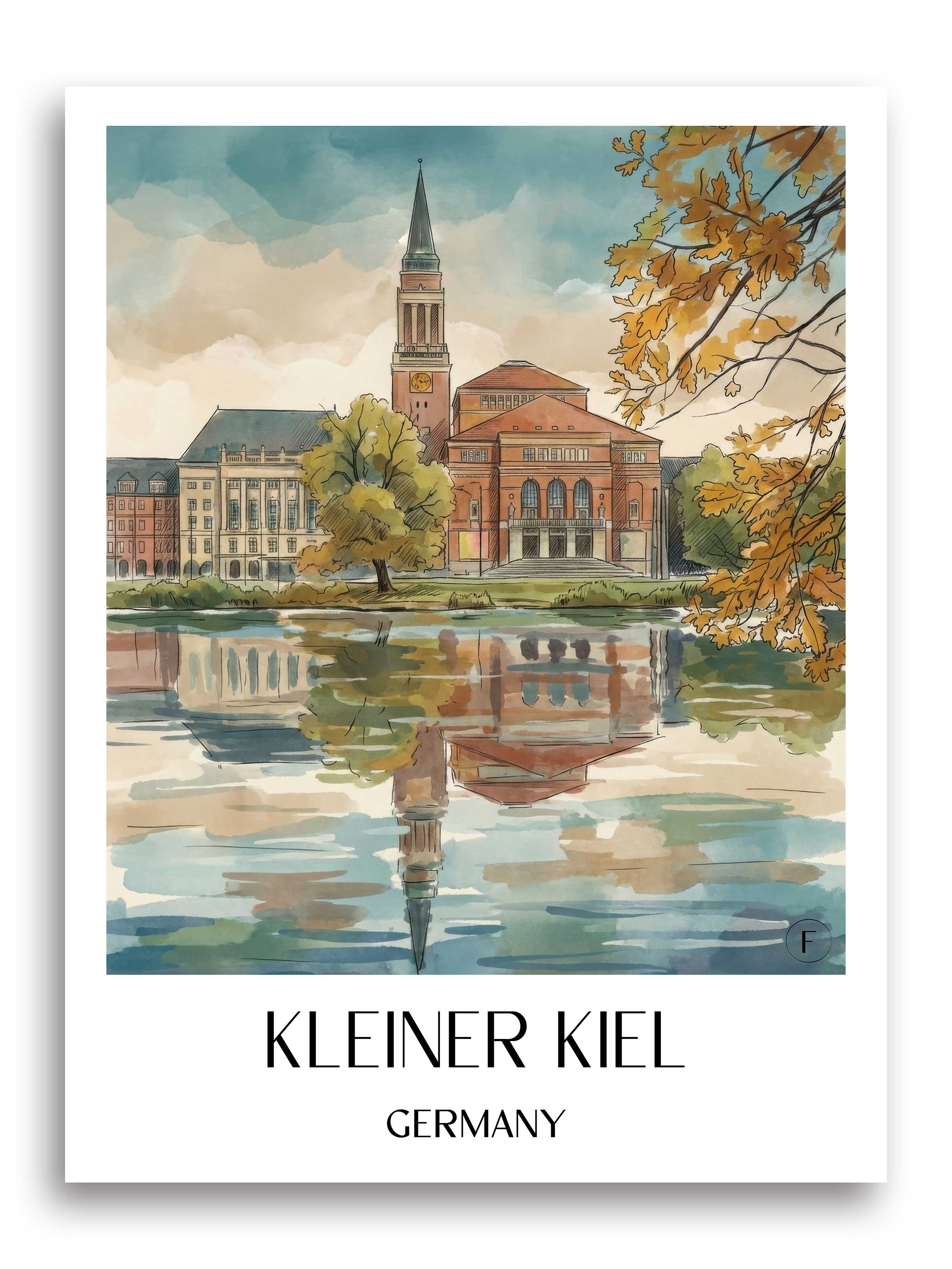 Kleiner Kiel Poster - Schleswig-Holstein - Deutschland Kunstdruck - Aquarell von A4 bis A1 - favplace