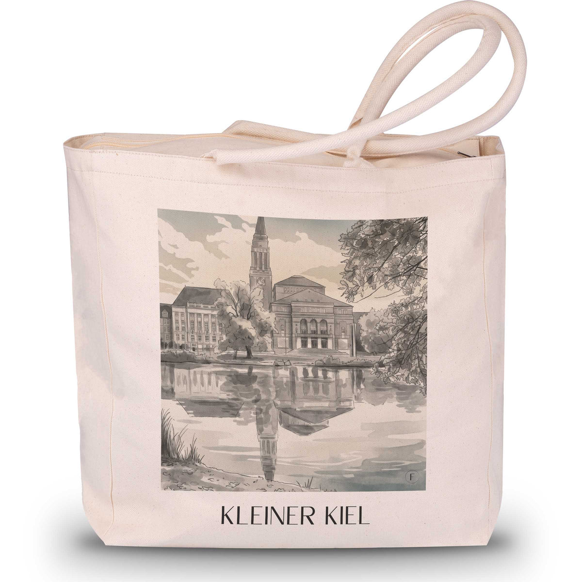 Kleiner Kiel Shopping Tasche - Schleswig-Holstein - Deutschland Tote Bag - Einkaufstasche im Aquarell Schwarz-Weiß Stil - favplace