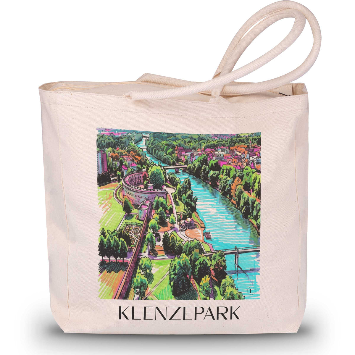 Klenzepark Shopping Tasche - Ingolstadt - Deutschland Tote Bag - Einkaufstasche im Tag Graffiti Stil - favplace
