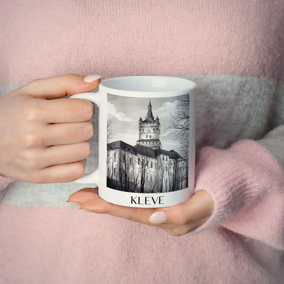 kleve-niederrhein-deutschland-kaffeebecher-aquarell-schwarz-weiss