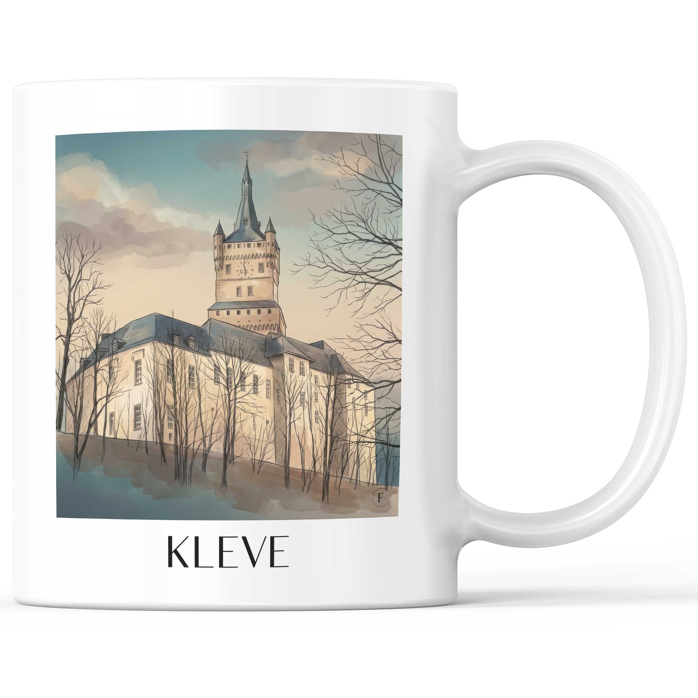 Kleve Kaffeebecher - Niederrhein - Deutschland Becher - Kaffeetasse im Aquarell Stil - favplace