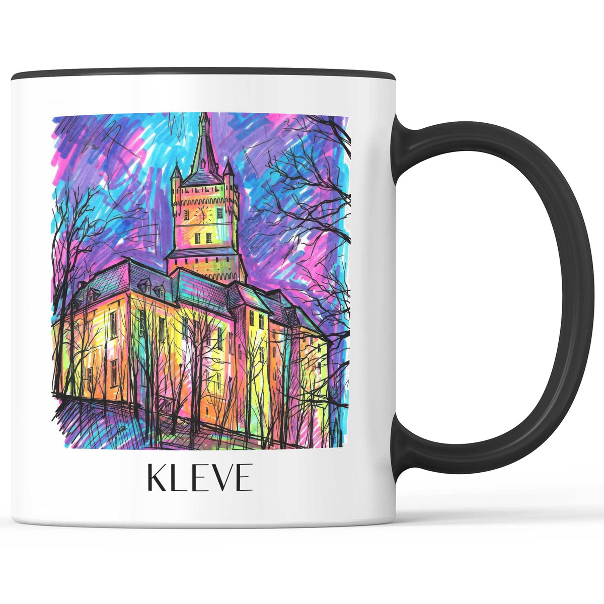 Kleve Kaffeebecher - Niederrhein - Deutschland Becher - Kaffeetasse im Tag Graffiti Stil - favplace