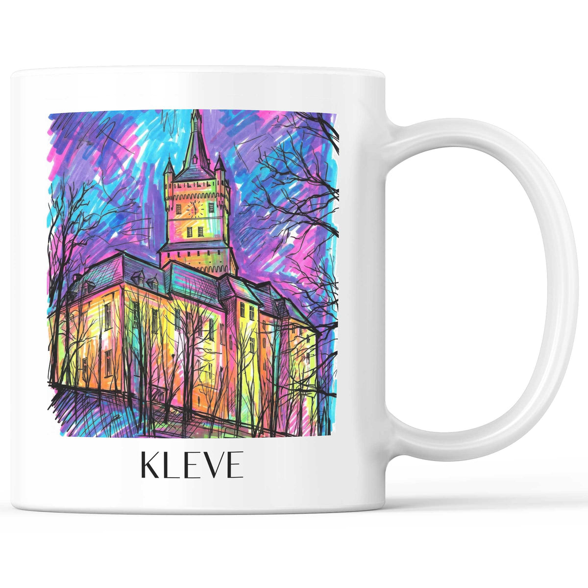 Kleve Kaffeebecher - Niederrhein - Deutschland Becher - Kaffeetasse im Tag Graffiti Stil - favplace