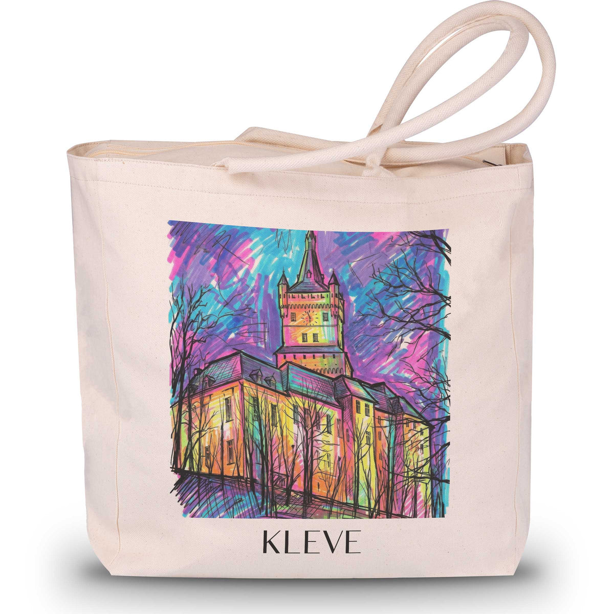 Kleve Shopping Tasche - Niederrhein - Deutschland Tote Bag - Einkaufstasche im Tag Graffiti Stil - favplace