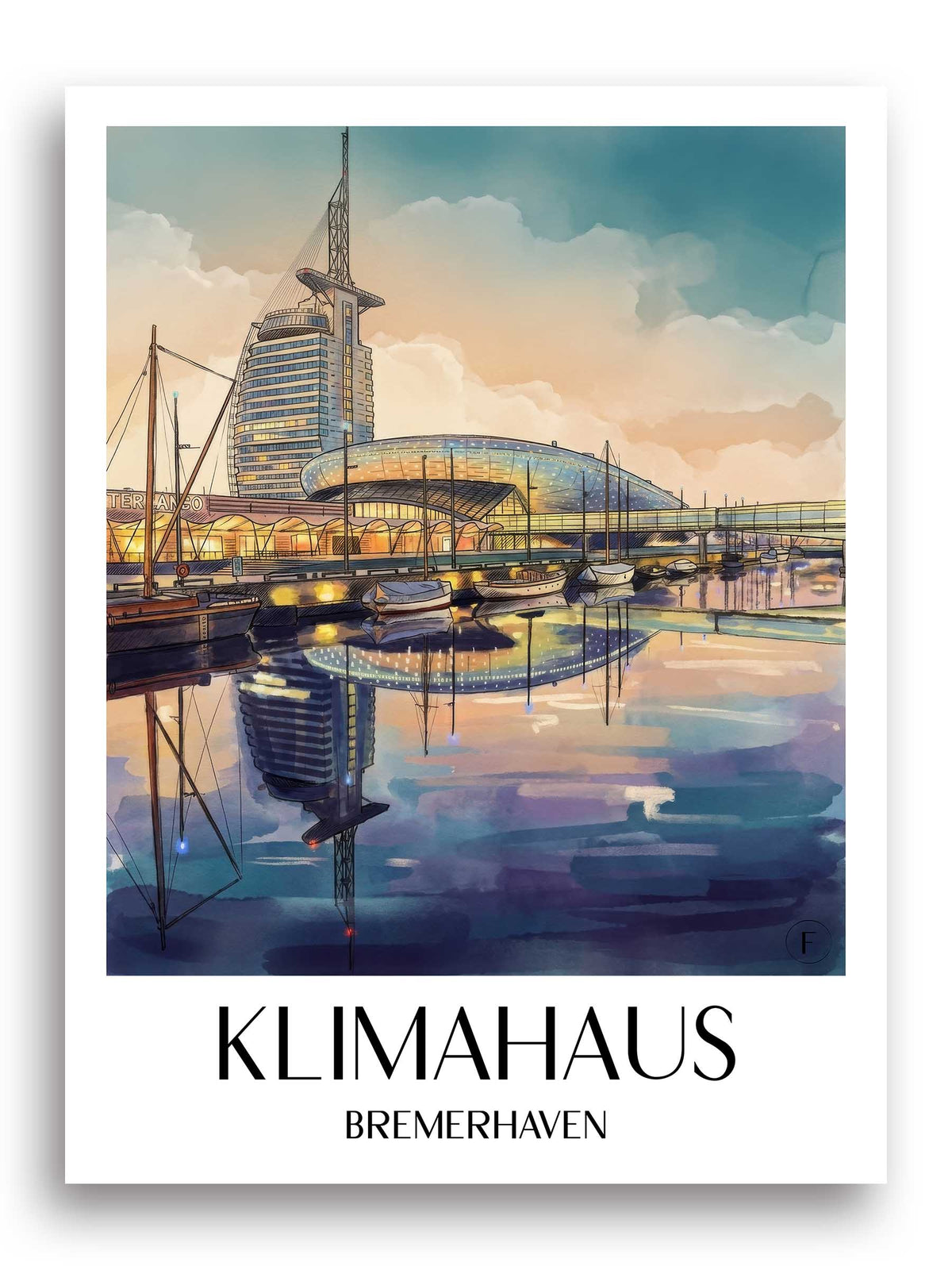 klimahaus-bremerhaven-deutschland-poster-aquarell