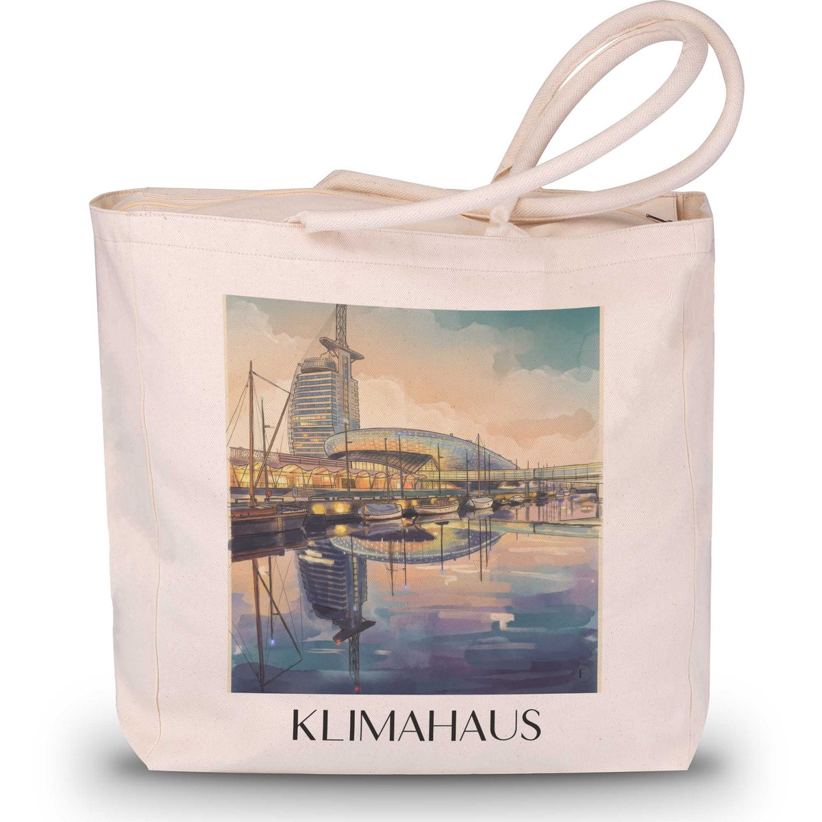klimahaus-bremerhaven-deutschland-einkaufstasche-aquarell