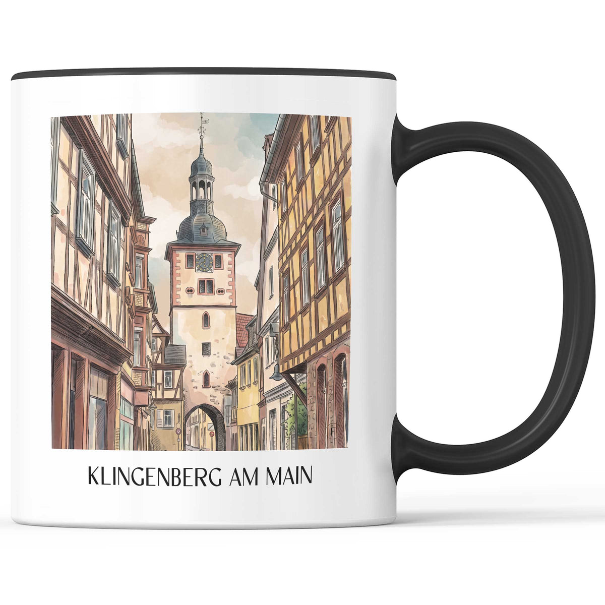 klingenberg-am-main-spessart-deutschland-kaffeebecher-aquarell