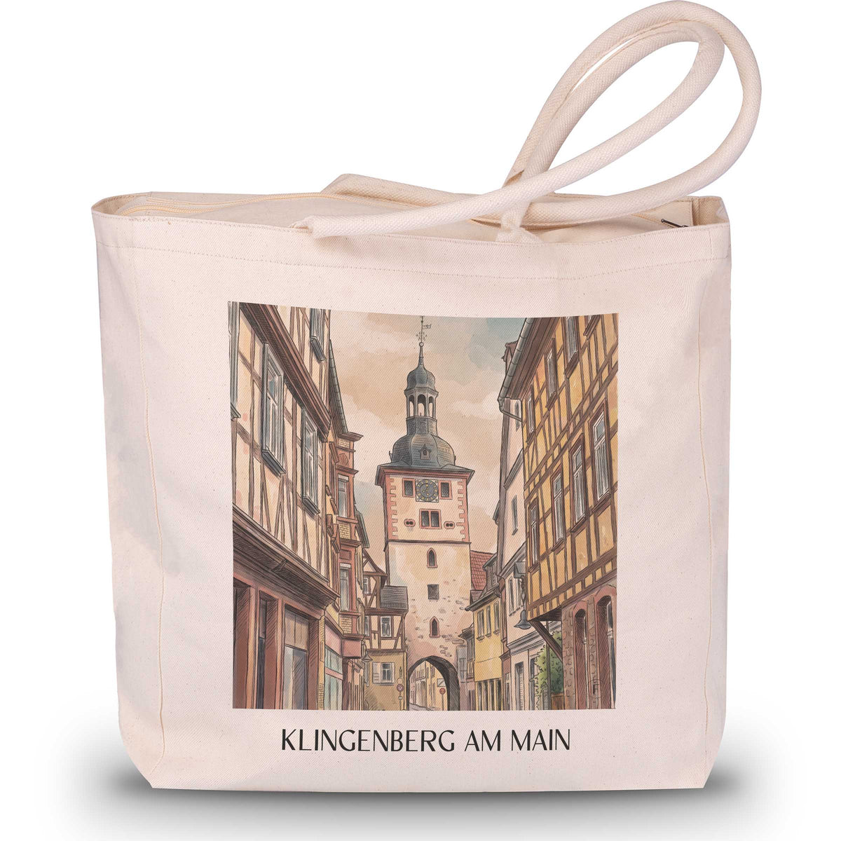 klingenberg-am-main-spessart-deutschland-einkaufstasche-aquarell