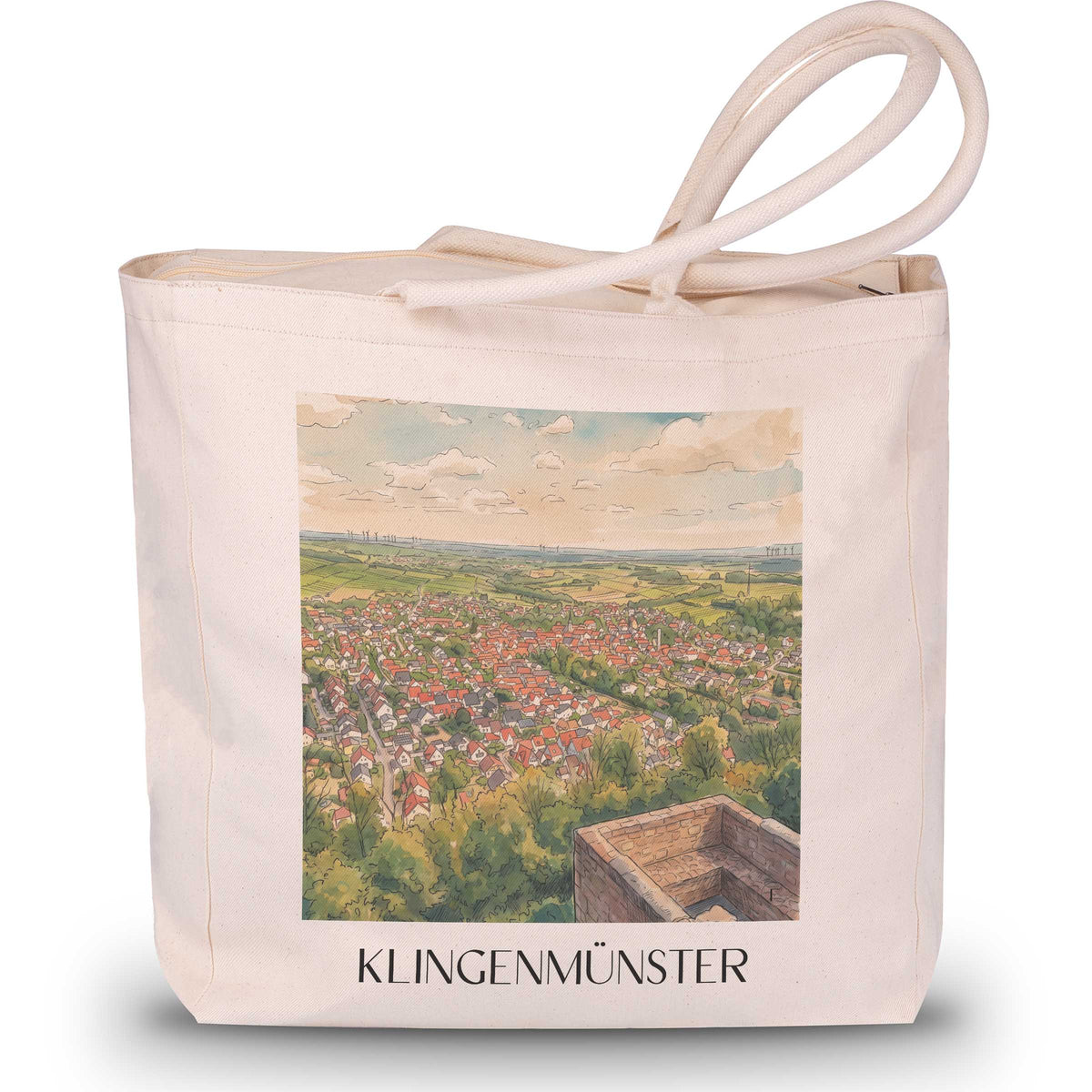 Klingenmünster Shopping Tasche - Pfälzerwald - Deutschland Tote Bag - Einkaufstasche im Aquarell Stil - favplace