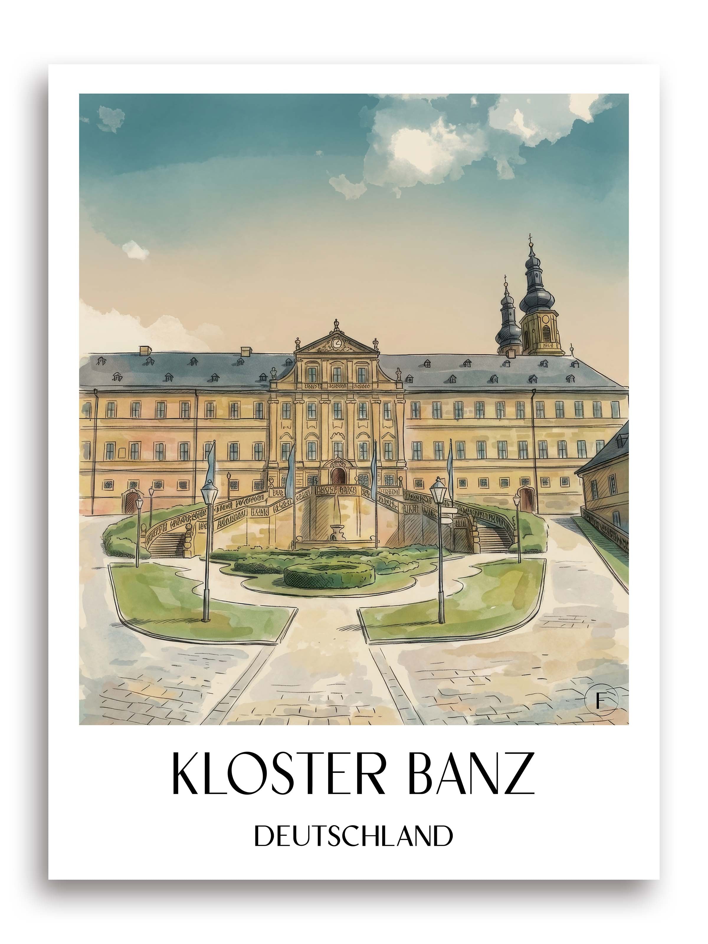 kloster-banz-deutschland-poster-aquarell