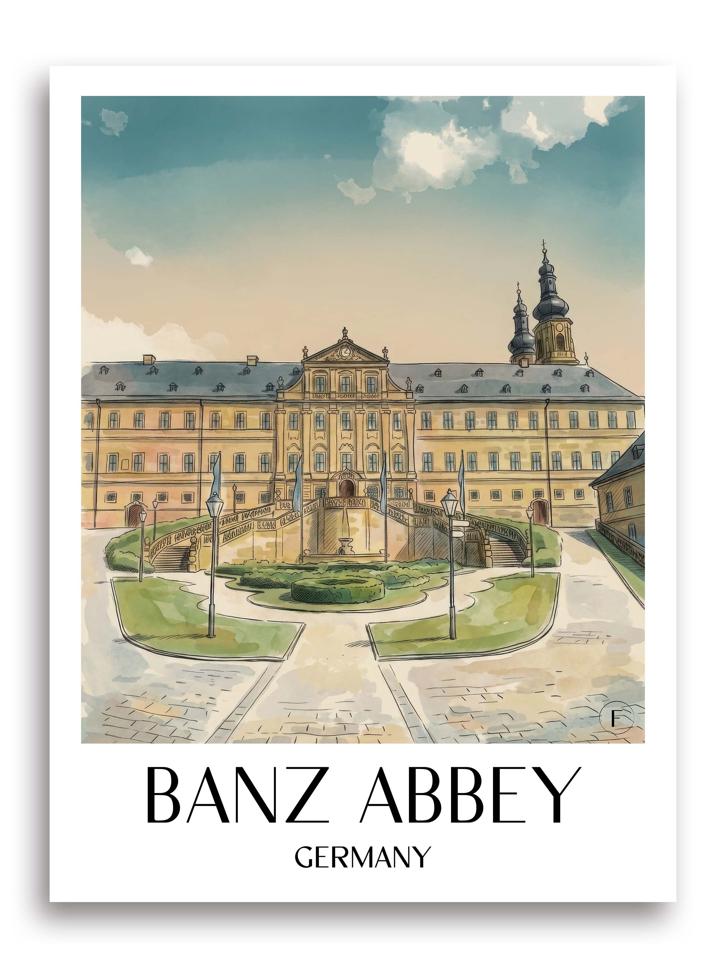 Kloster Banz Poster - - Deutschland Kunstdruck - Aquarell von A4 bis A1 - favplace