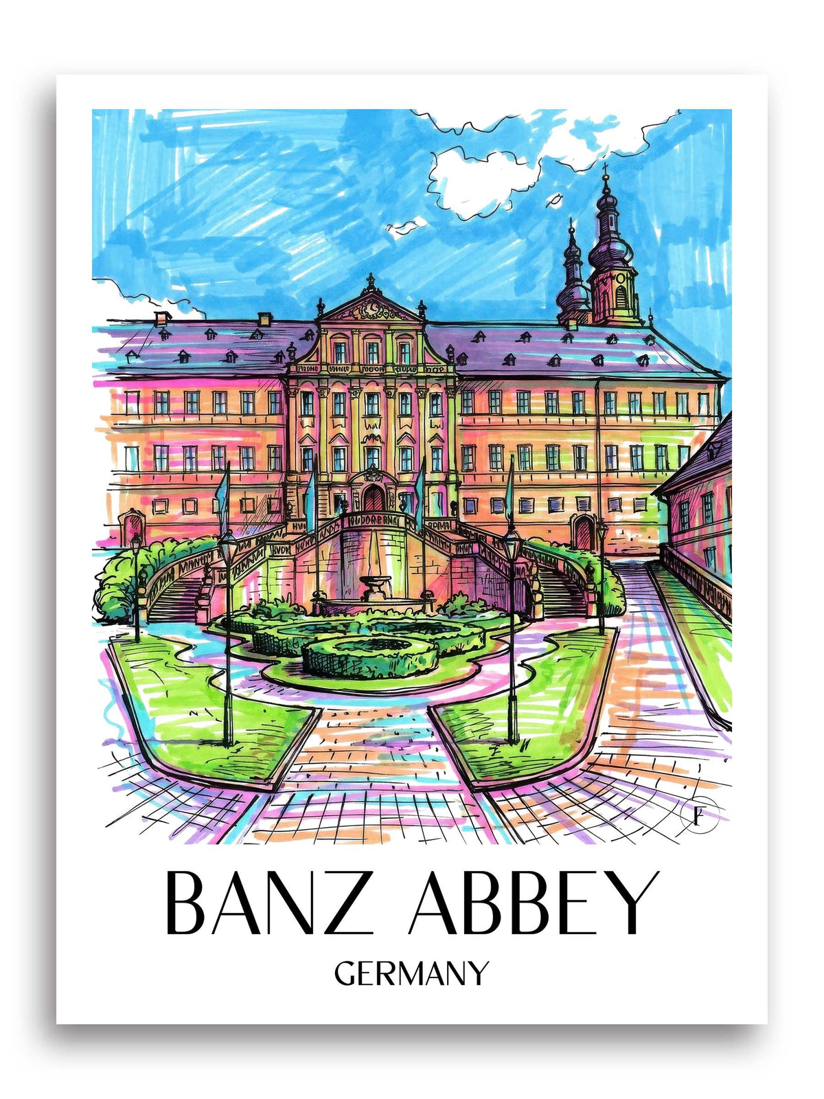 Kloster Banz Poster - - Deutschland Kunstdruck - Tag Graffiti von A4 bis A1 - favplace