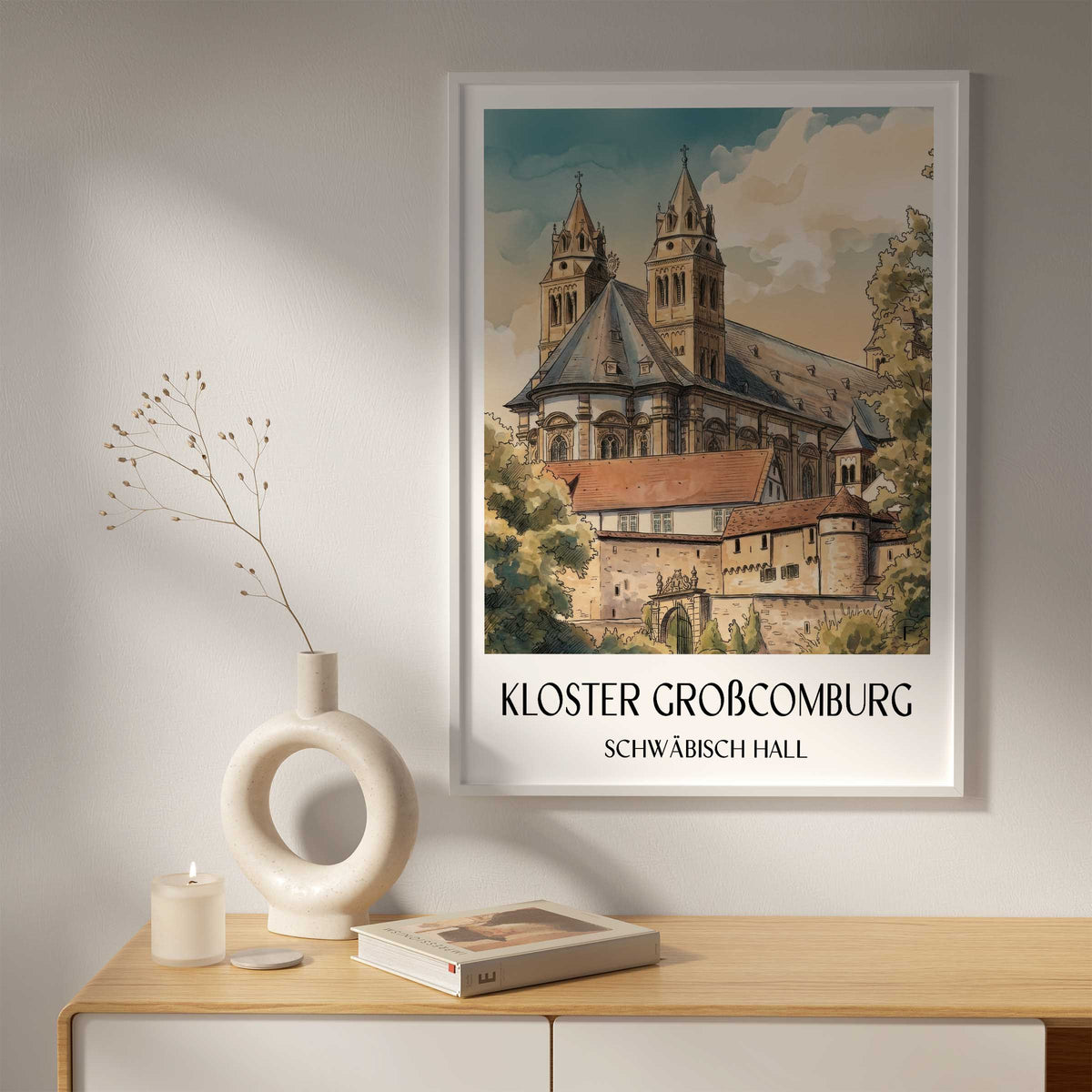 kloster-großcomburg-schwäbisch-hall-deutschland-poster-aquarell