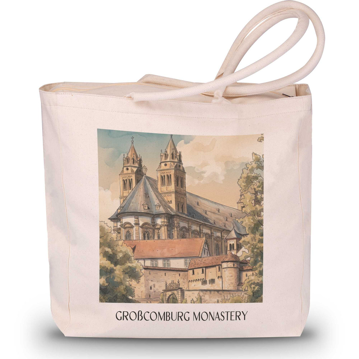 Kloster Großcomburg Shopping Tasche - Schwäbisch Hall - Deutschland Tote Bag - Einkaufstasche im Aquarell Stil - favplace