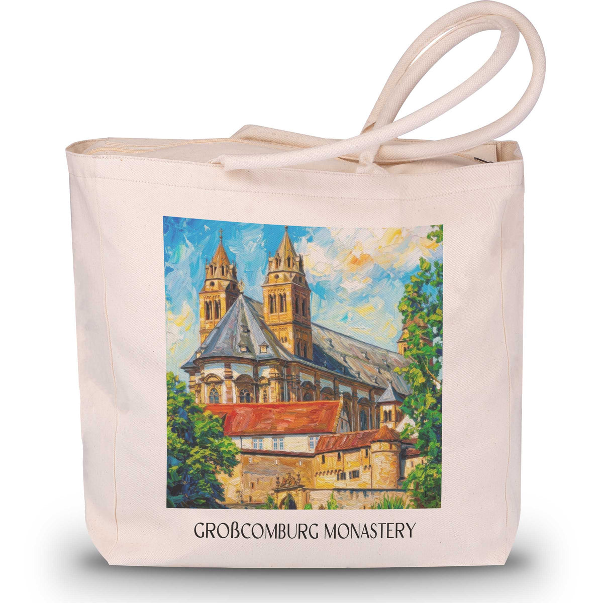 Kloster Großcomburg Shopping Tasche - Schwäbisch Hall - Deutschland Tote Bag - Einkaufstasche im Ölgemälde Stil - favplace