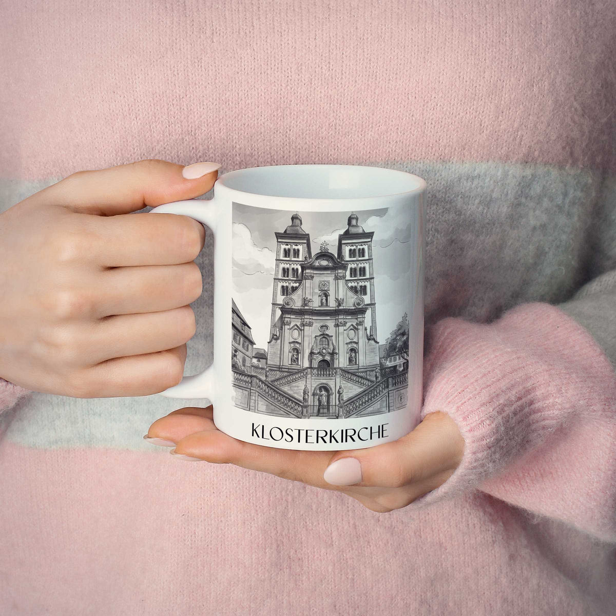 klosterkirche--amorbach-deutschland-kaffeebecher-aquarell-schwarz-weiss