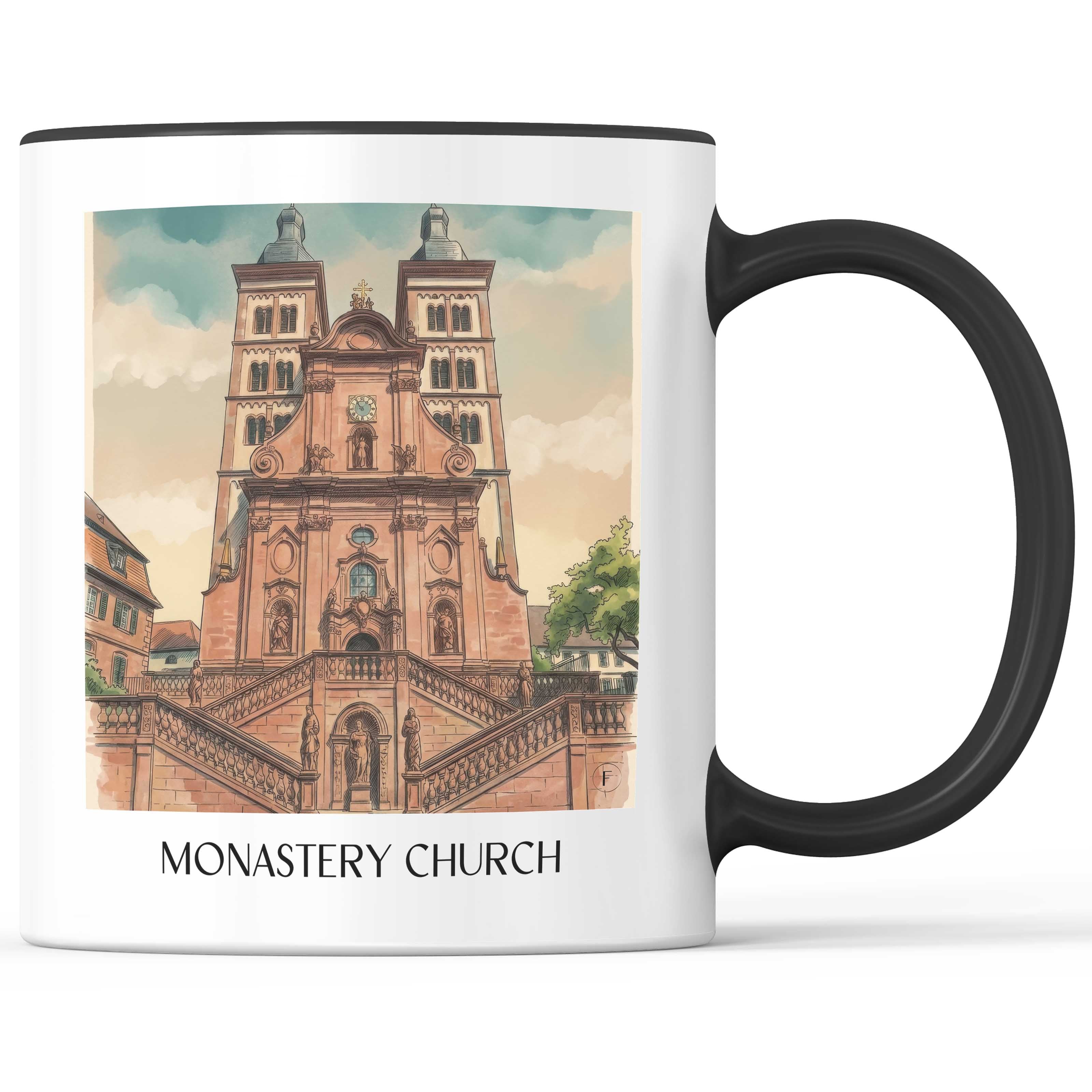 Klosterkirche Kaffeebecher - Amorbach - Deutschland Becher - Kaffeetasse im Aquarell Stil - favplace