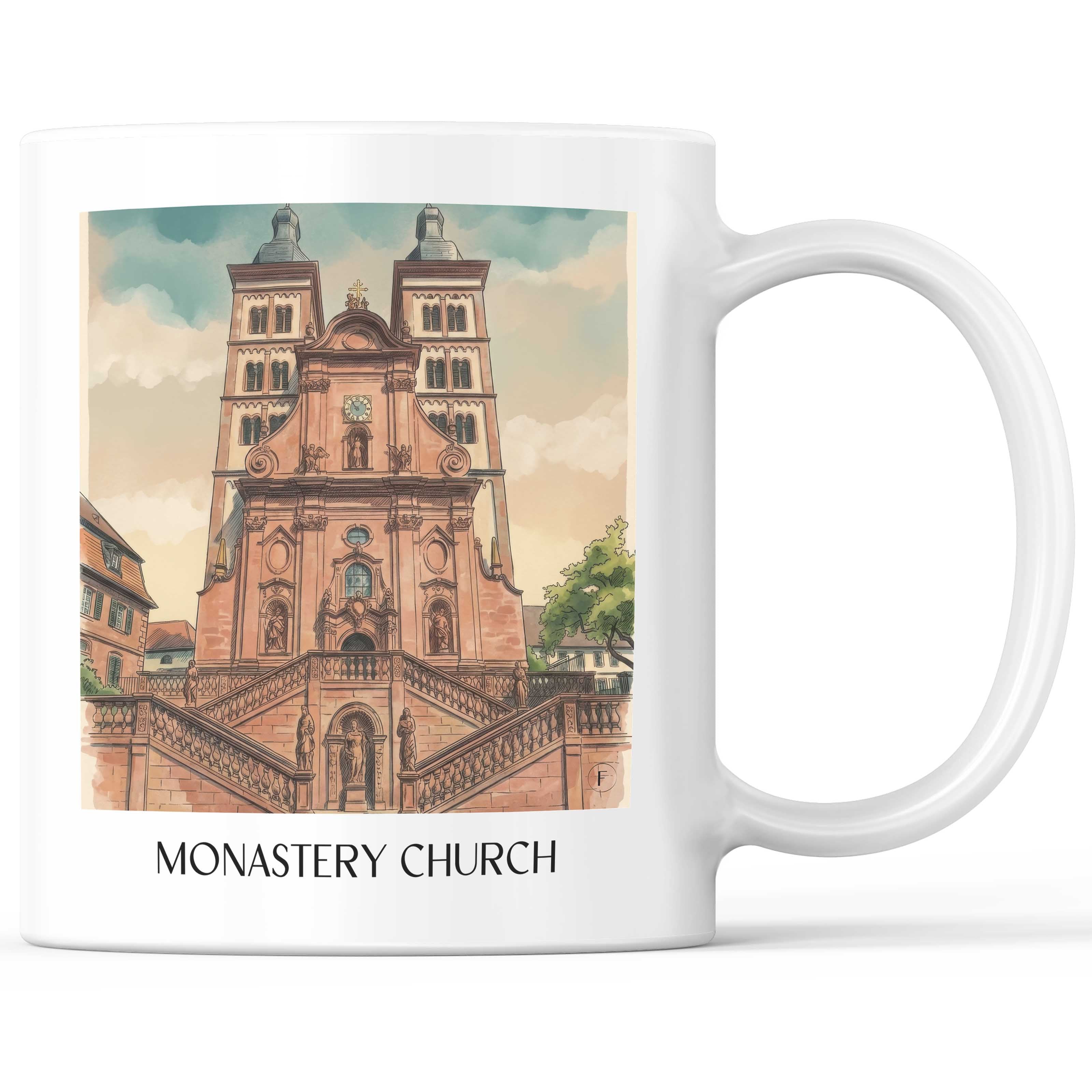 Klosterkirche Kaffeebecher - Amorbach - Deutschland Becher - Kaffeetasse im Aquarell Stil - favplace