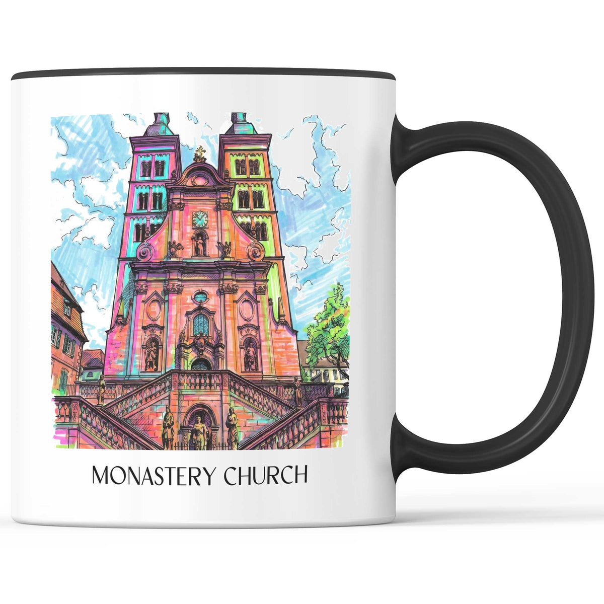 Klosterkirche Kaffeebecher - Amorbach - Deutschland Becher - Kaffeetasse im Tag Graffiti Stil - favplace