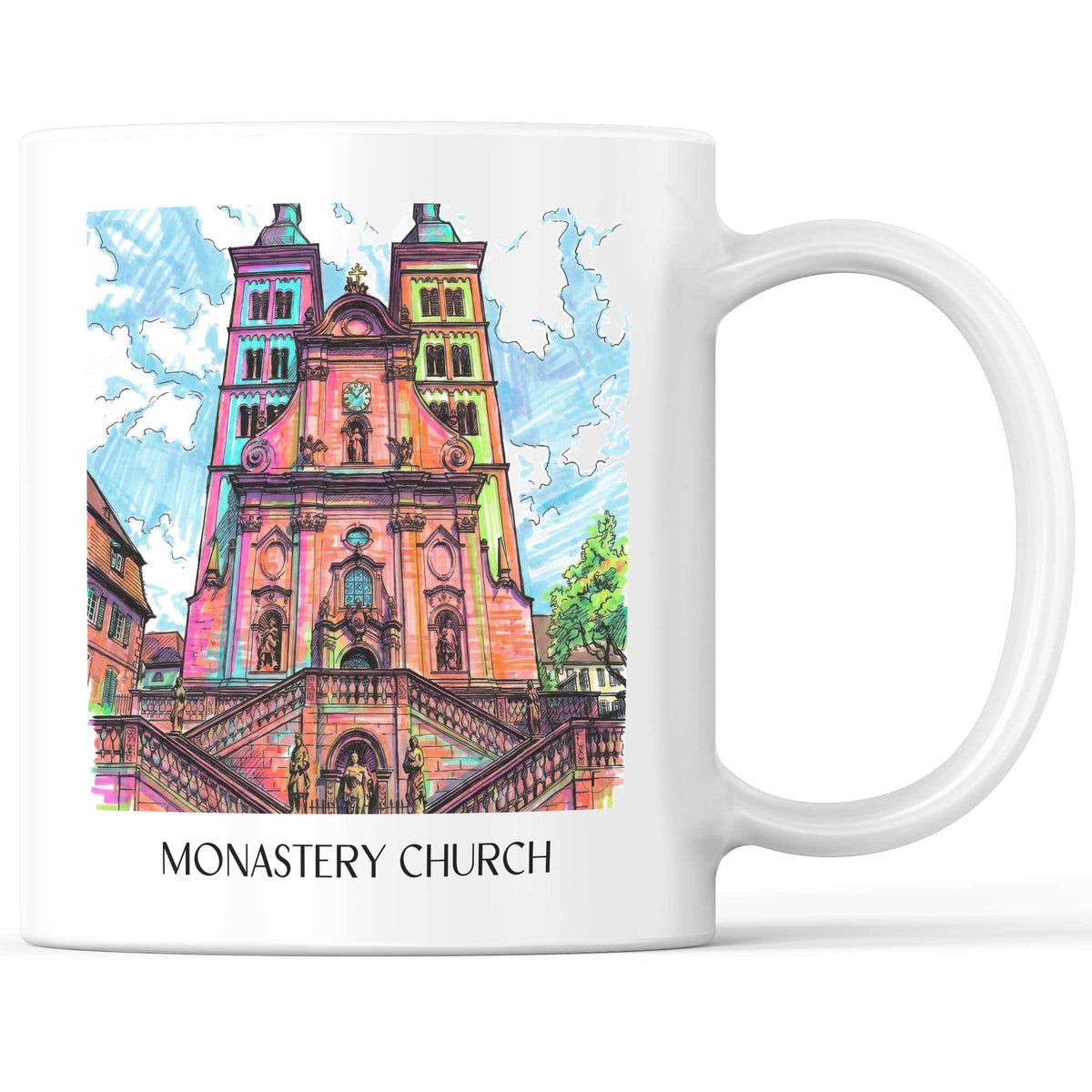 Klosterkirche Kaffeebecher - Amorbach - Deutschland Becher - Kaffeetasse im Tag Graffiti Stil - favplace