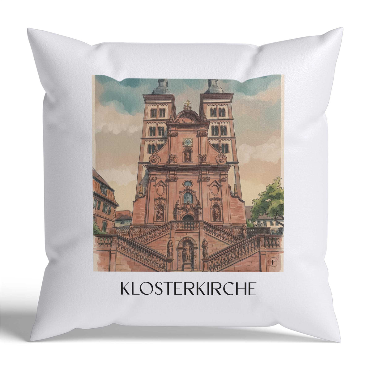 klosterkirche-amorbach-deutschland-kissenbezug-aquarell