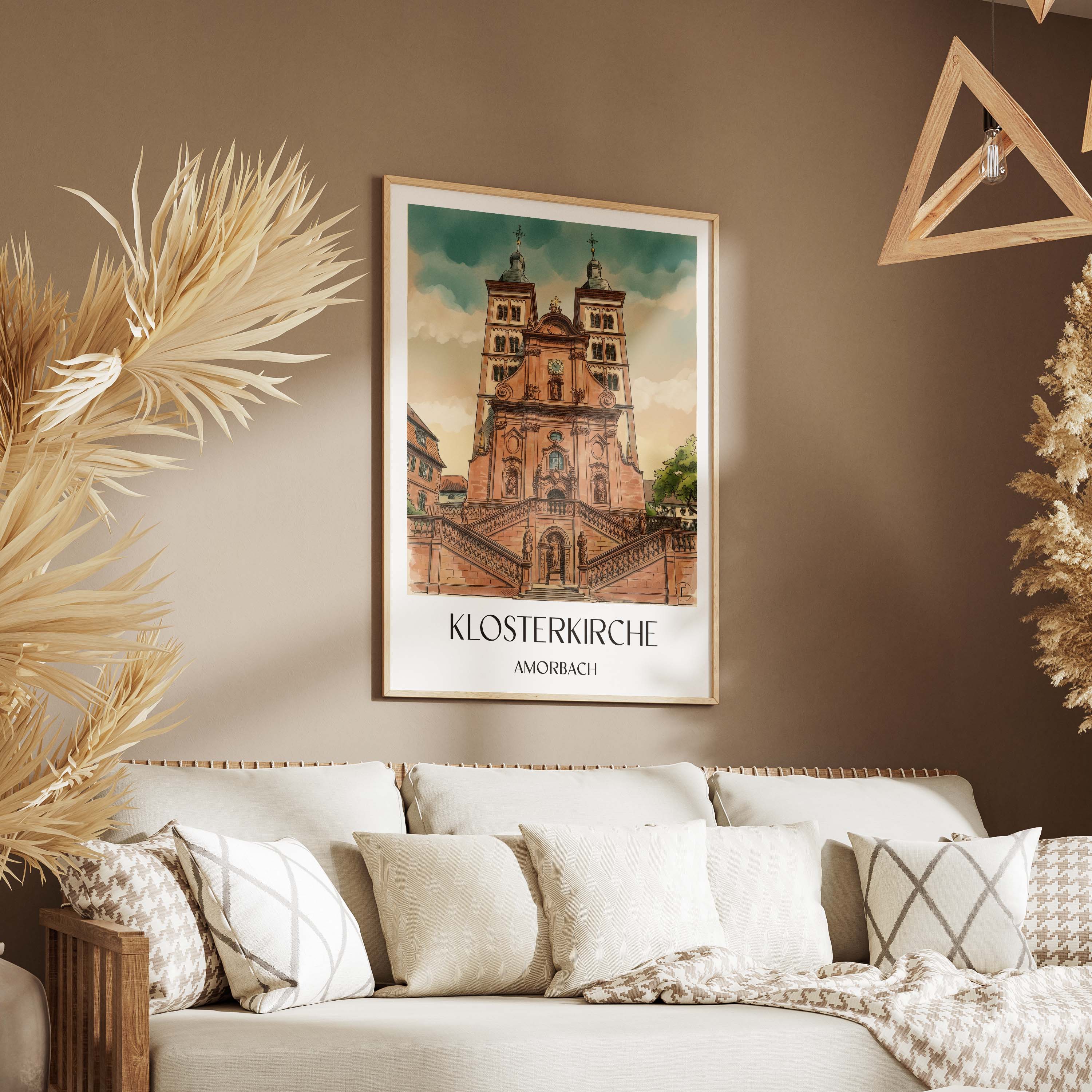 klosterkirche--amorbach-deutschland-poster-aquarell