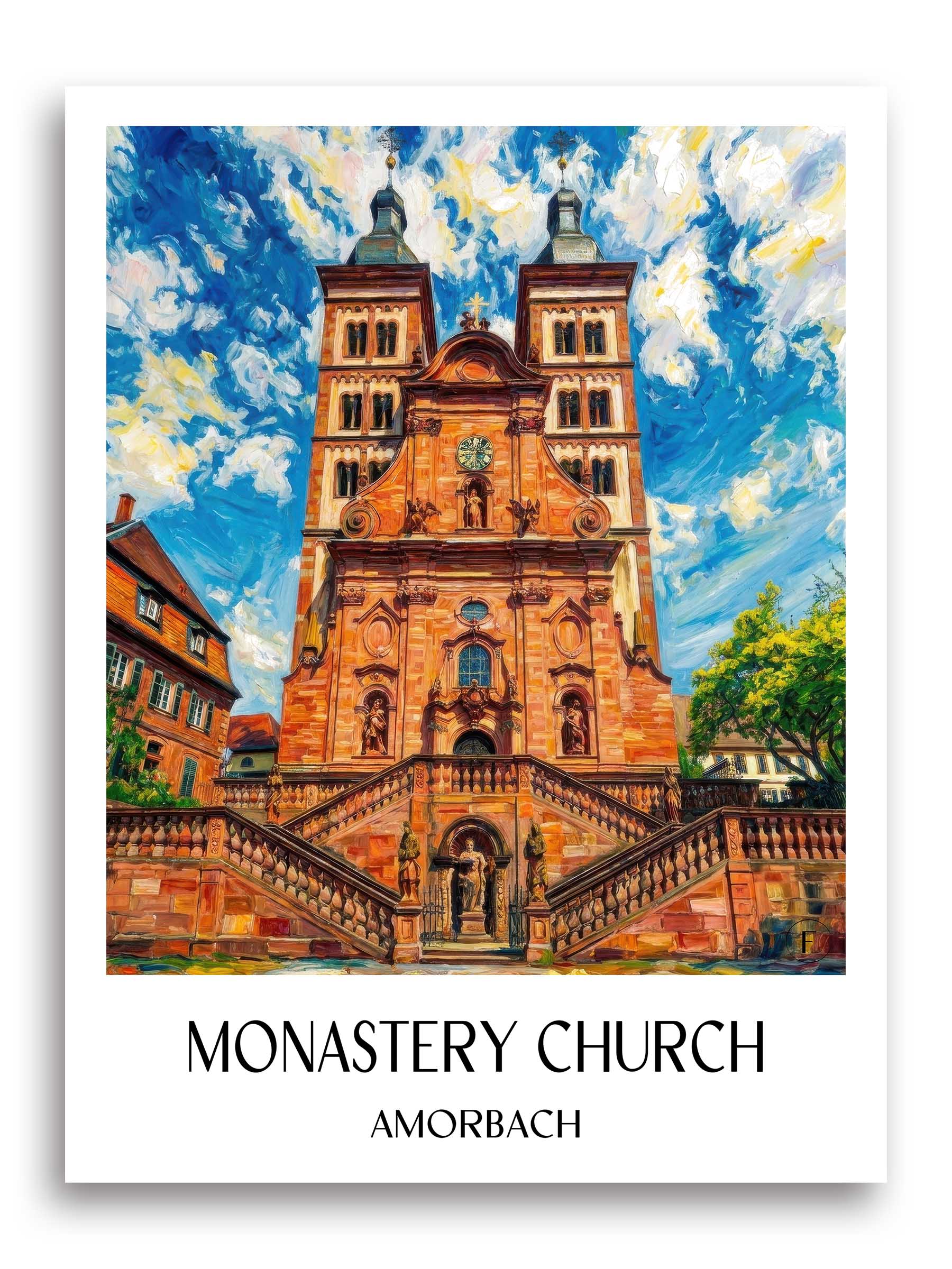 Klosterkirche Poster - Amorbach - Deutschland Kunstdruck - Ölgemälde von A4 bis A1 - favplace