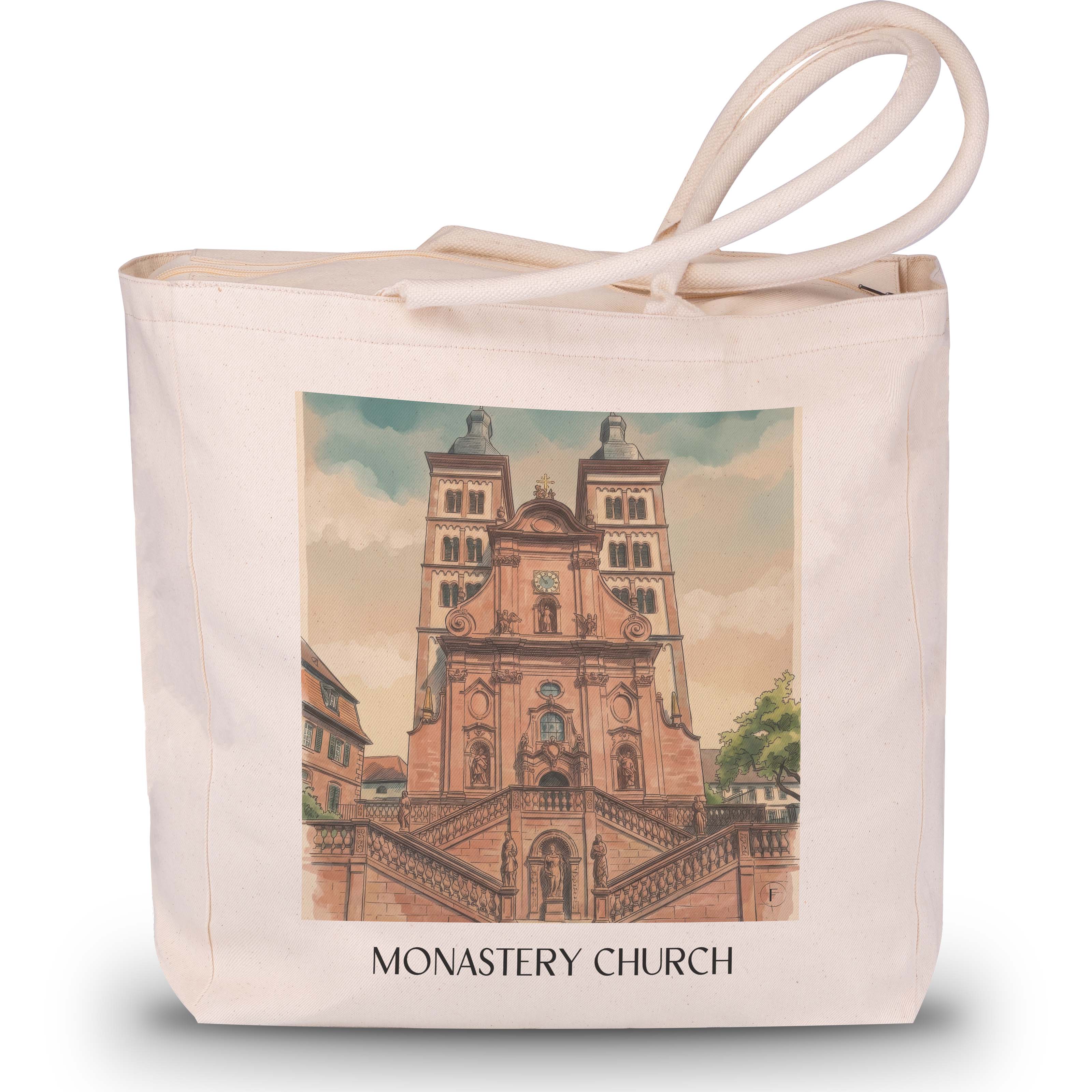 Klosterkirche Shopping Tasche - Amorbach - Deutschland Tote Bag - Einkaufstasche im Aquarell Stil - favplace
